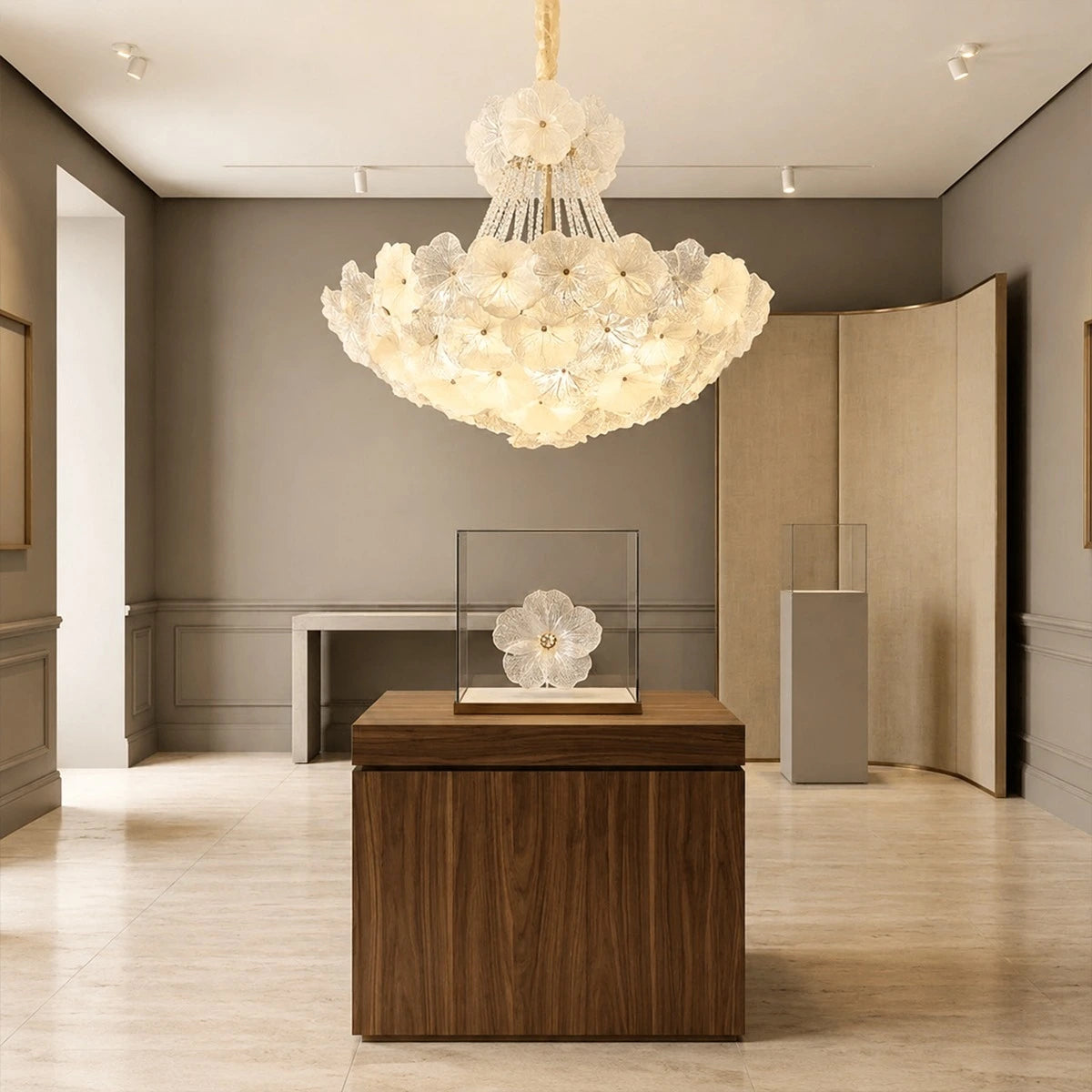 Antizer French Style Floral Glass Chandelier