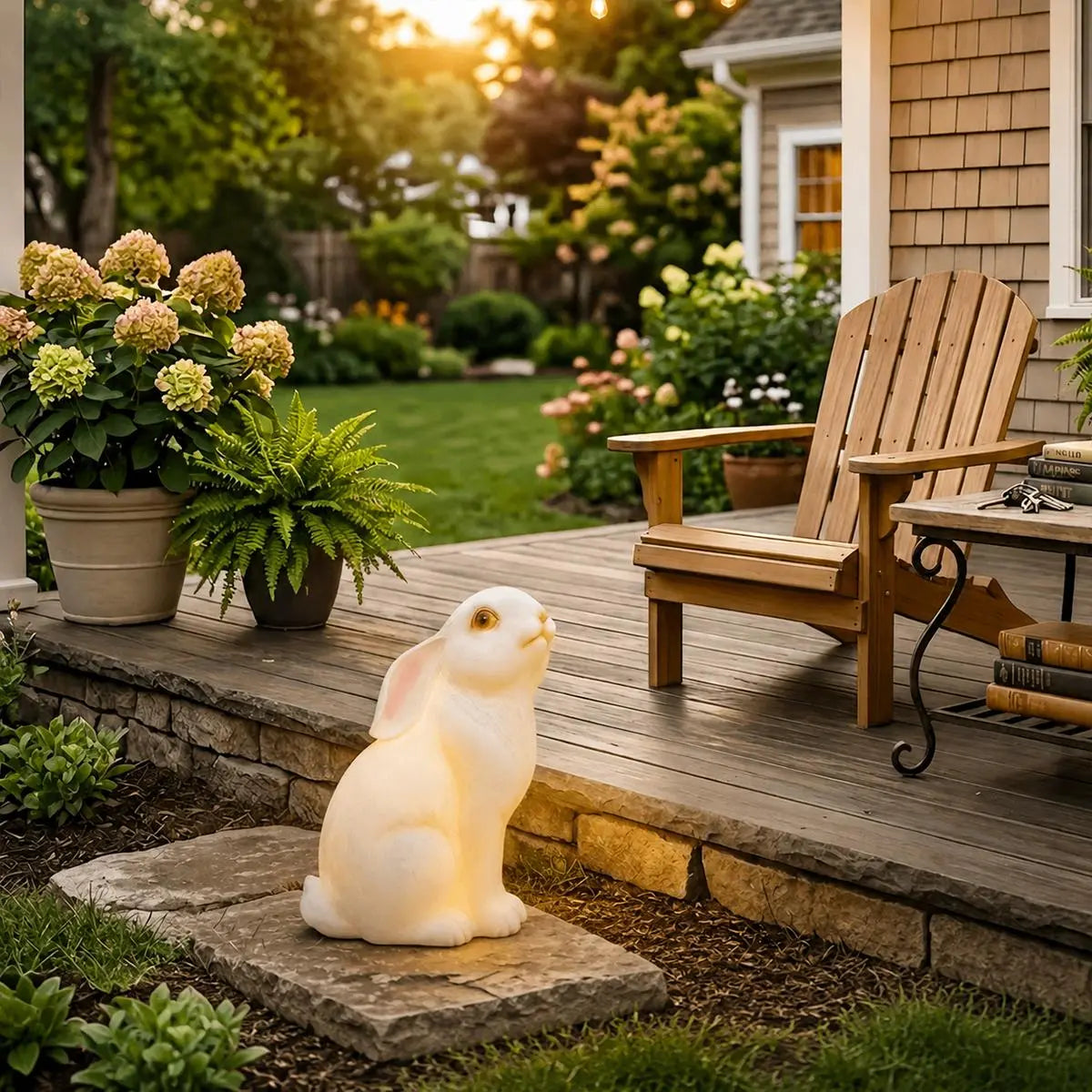 Antizer Garden Resin Bunny Lawn Lamp