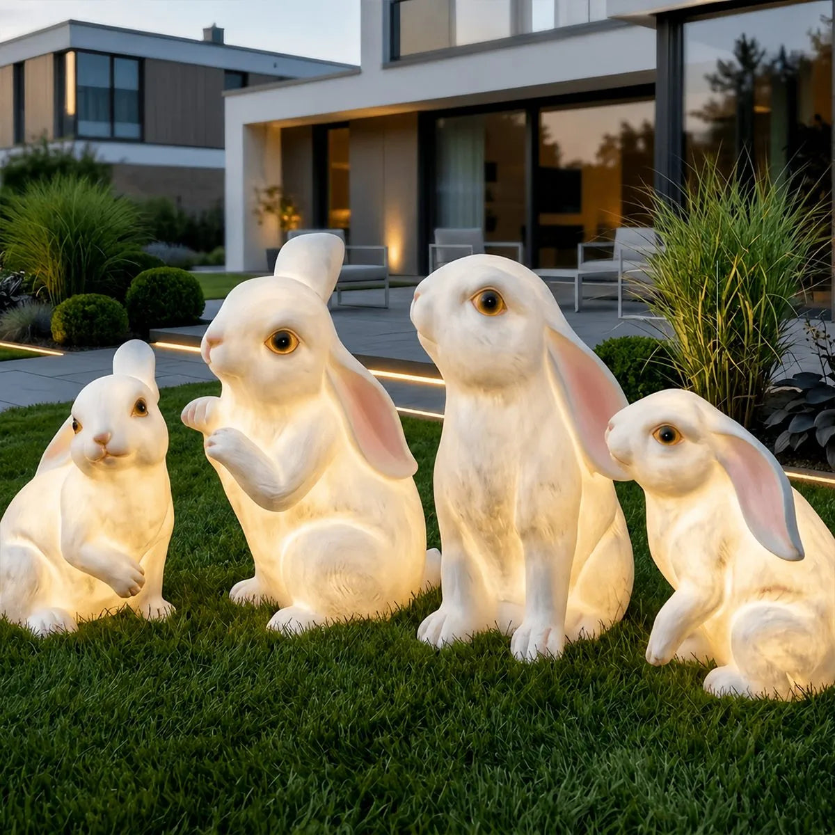 Antizer Garden Resin Bunny Lawn Lamp