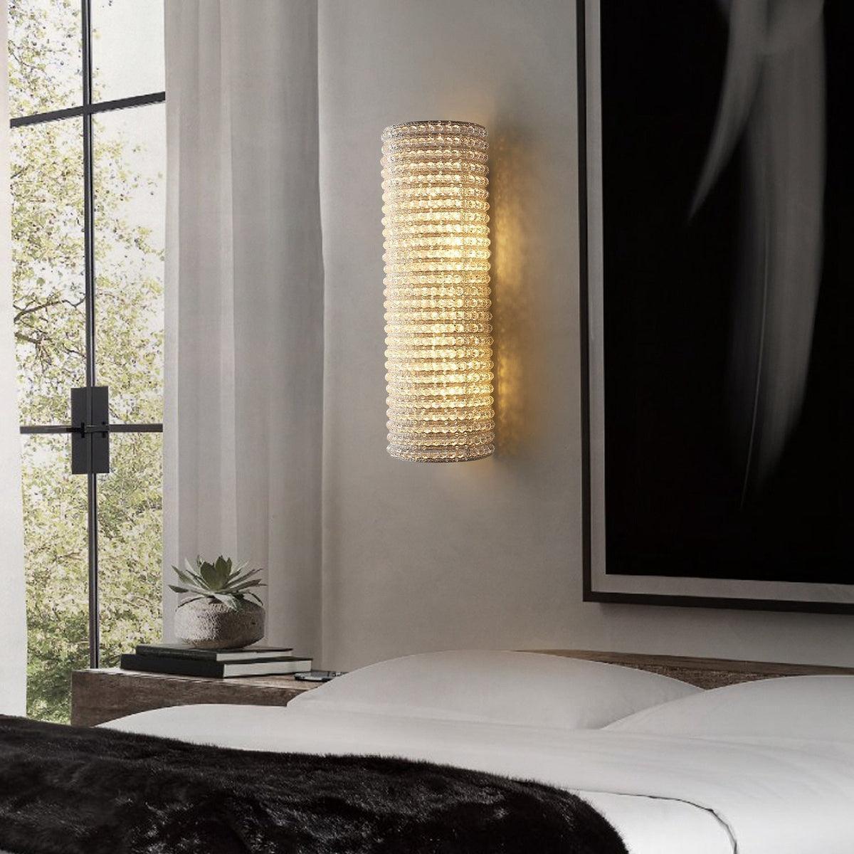 Antizer Halo Clear Crystal Beads Wall Sconce
