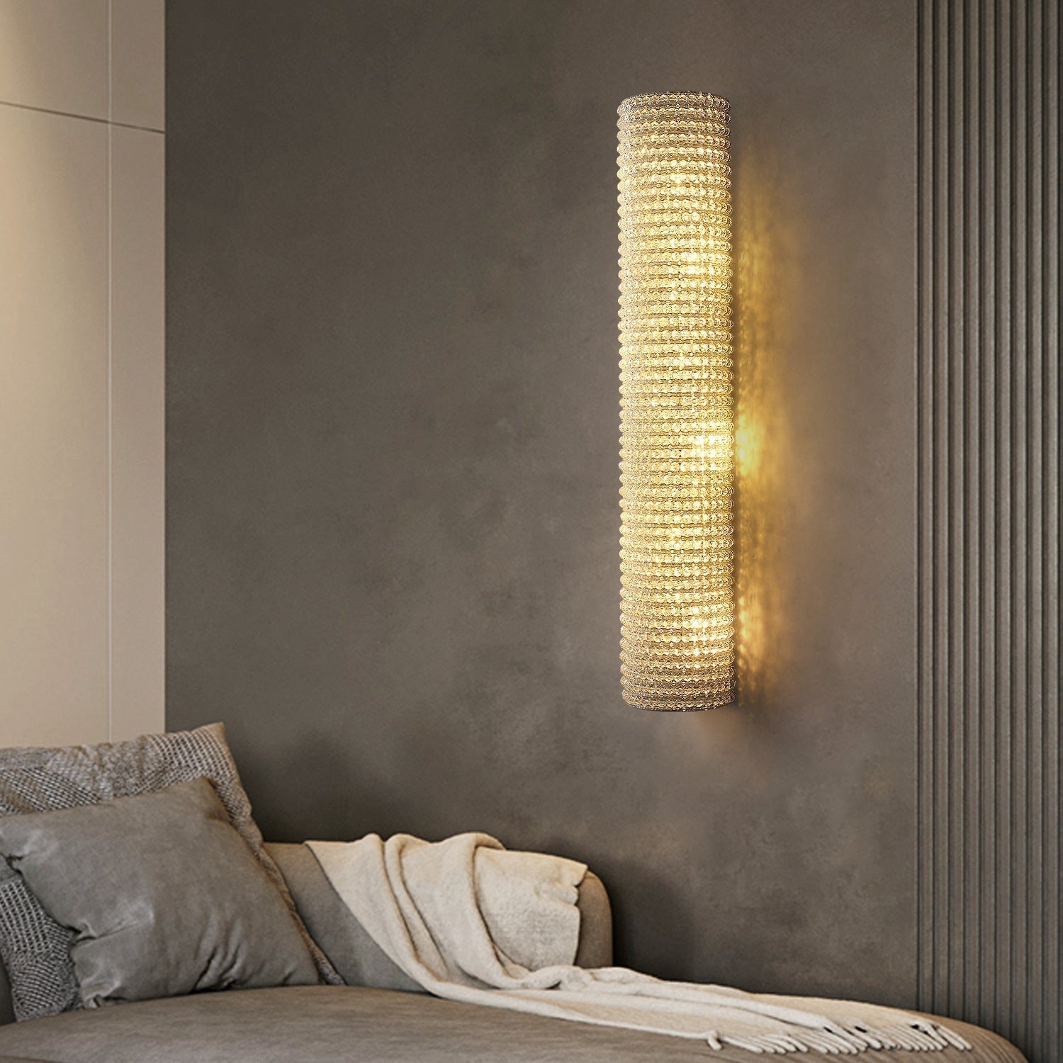 Antizer Halo Clear Crystal Beads Wall Sconce