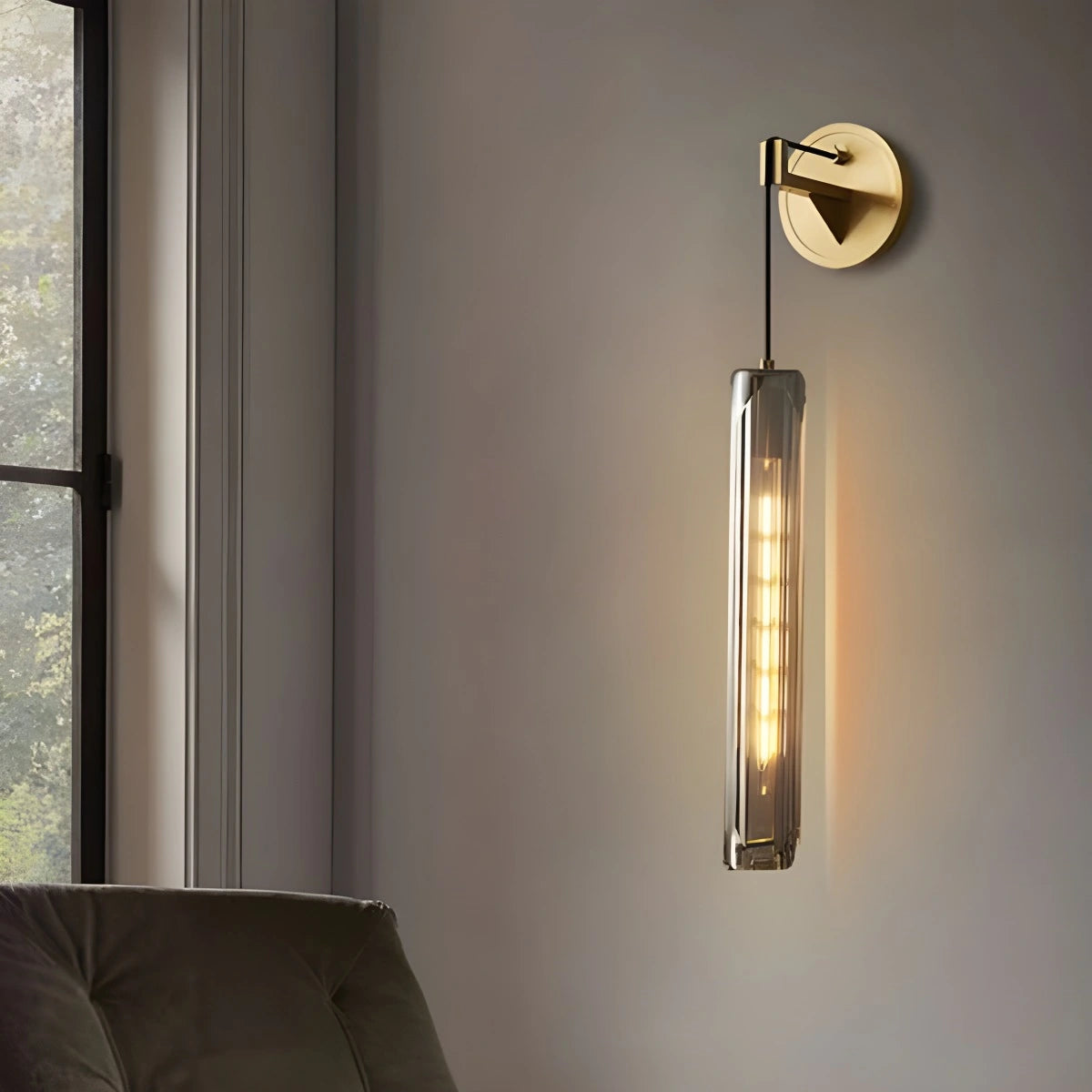 Antizer Hanging Crystal Wall Sconce Smoked Warm White