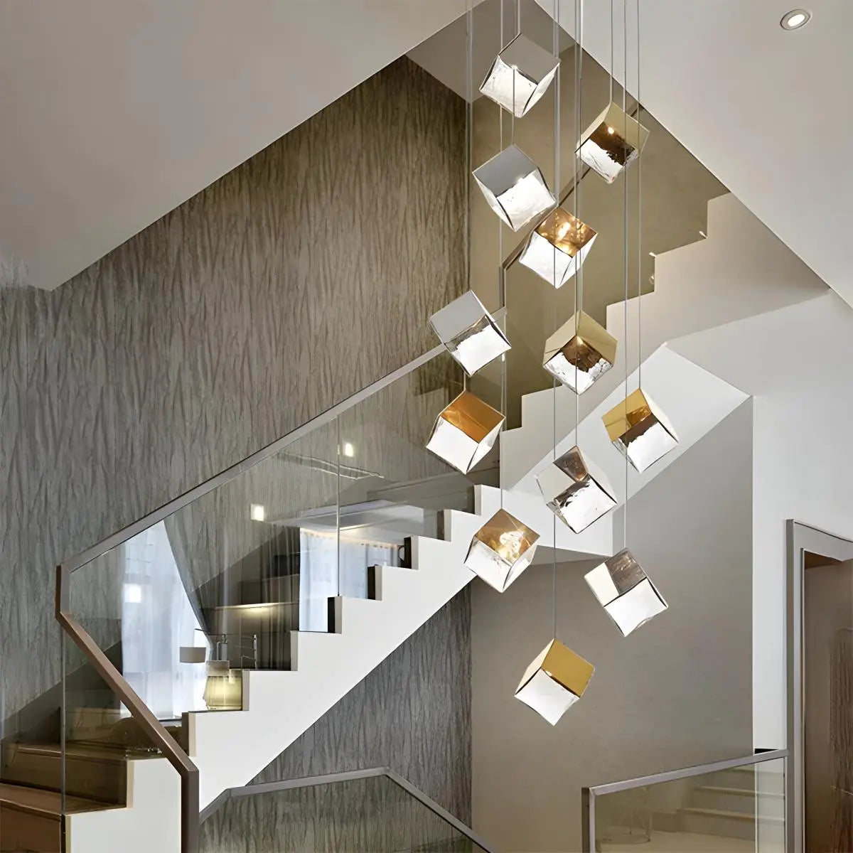 Antizer Ice Cube Textured Glass Chandelier