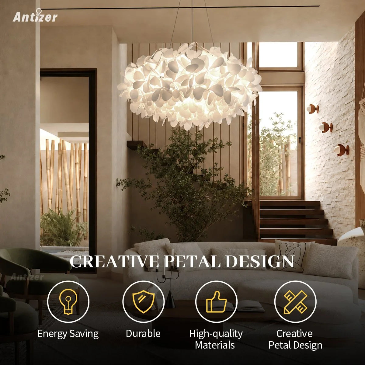 Antizer Italian Creative Petal Chandelier for Bedroom