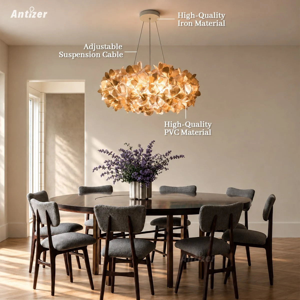Antizer Italian Creative Petal Chandelier for Bedroom