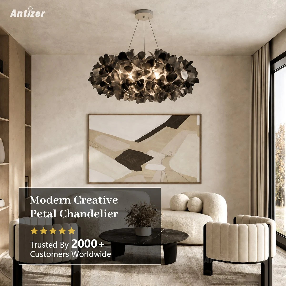 Antizer Italian Creative Petal Chandelier for Bedroom