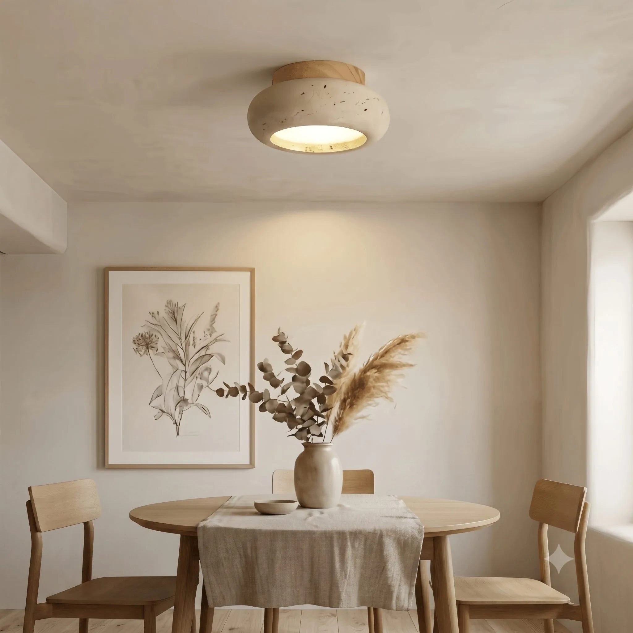 Antizer Japanese Style Travertine Ceiling Light