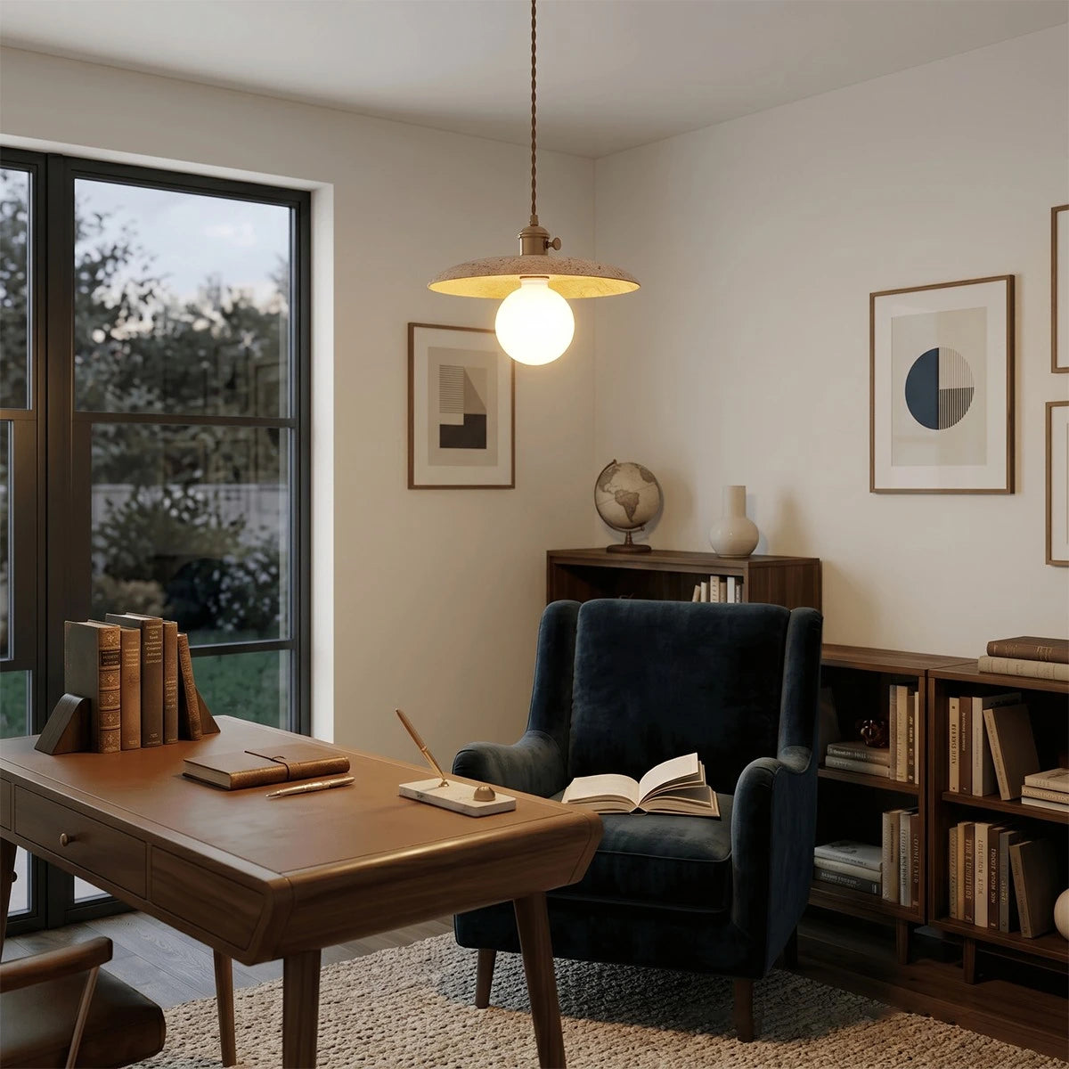 Antizer LED Travertine Pendant Light