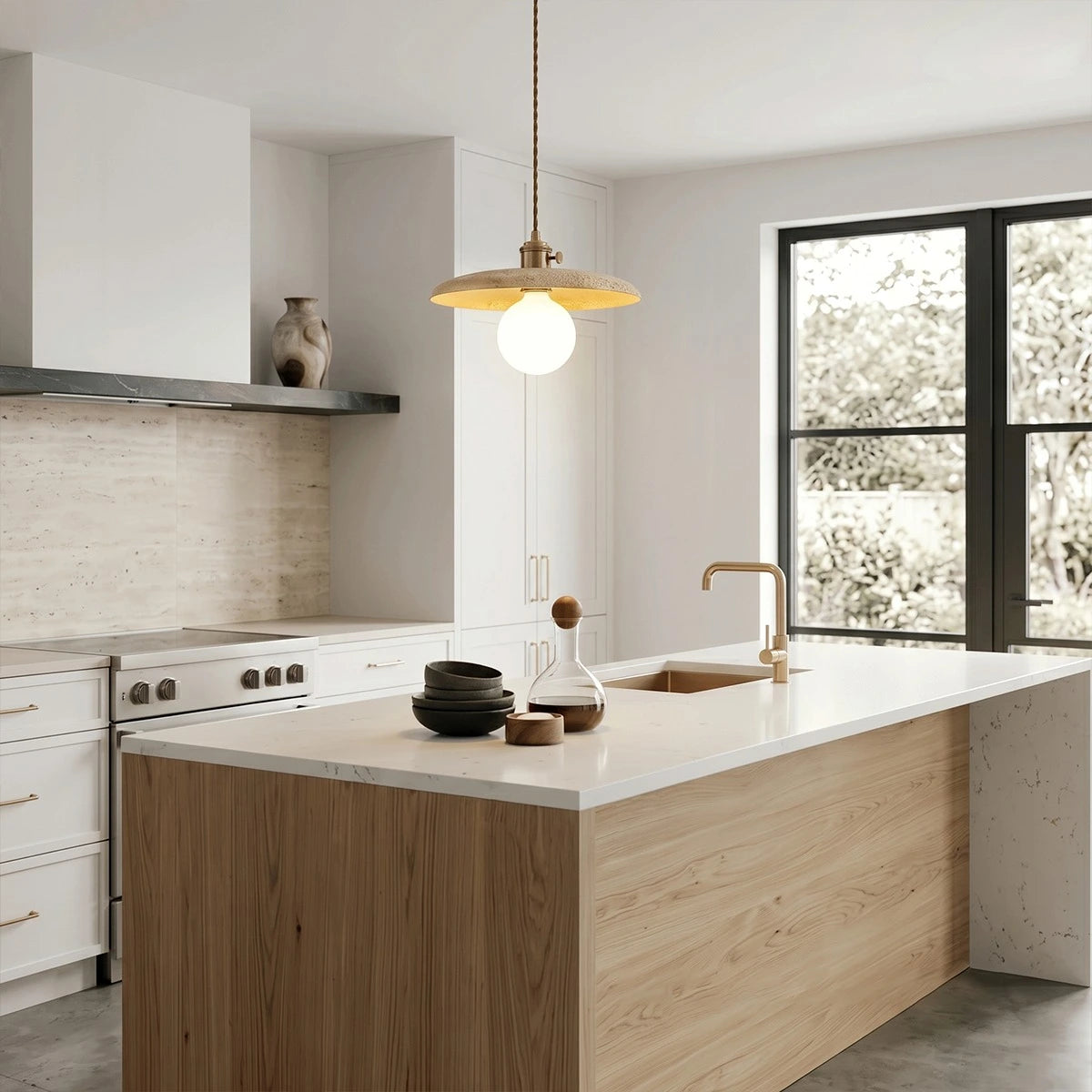 Antizer LED Travertine Pendant Light