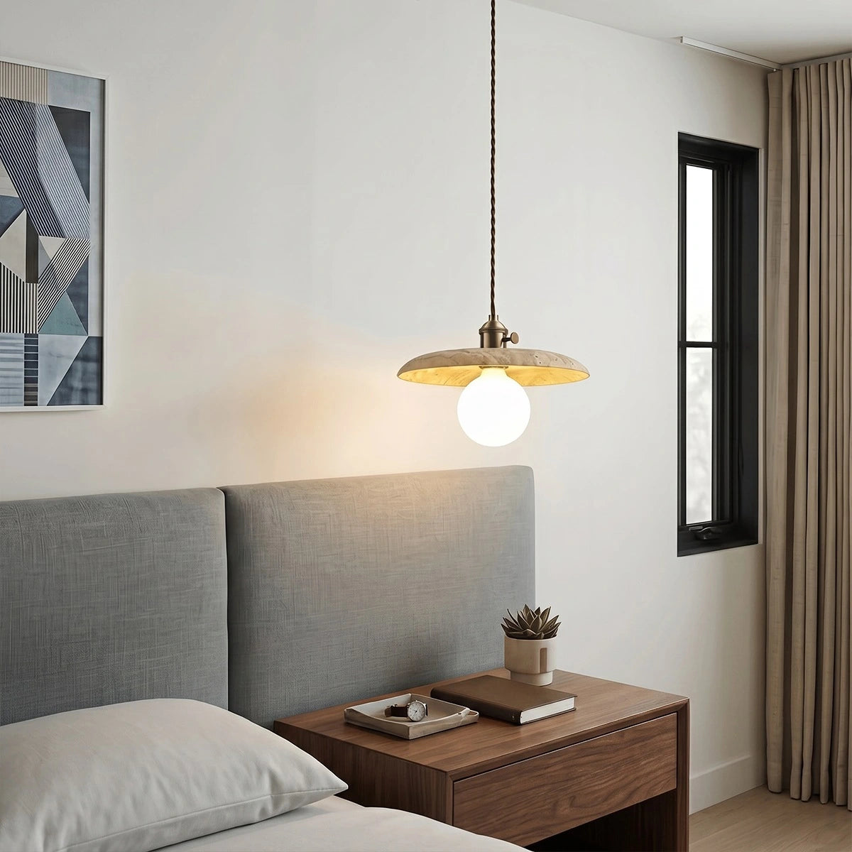Antizer LED Travertine Pendant Light