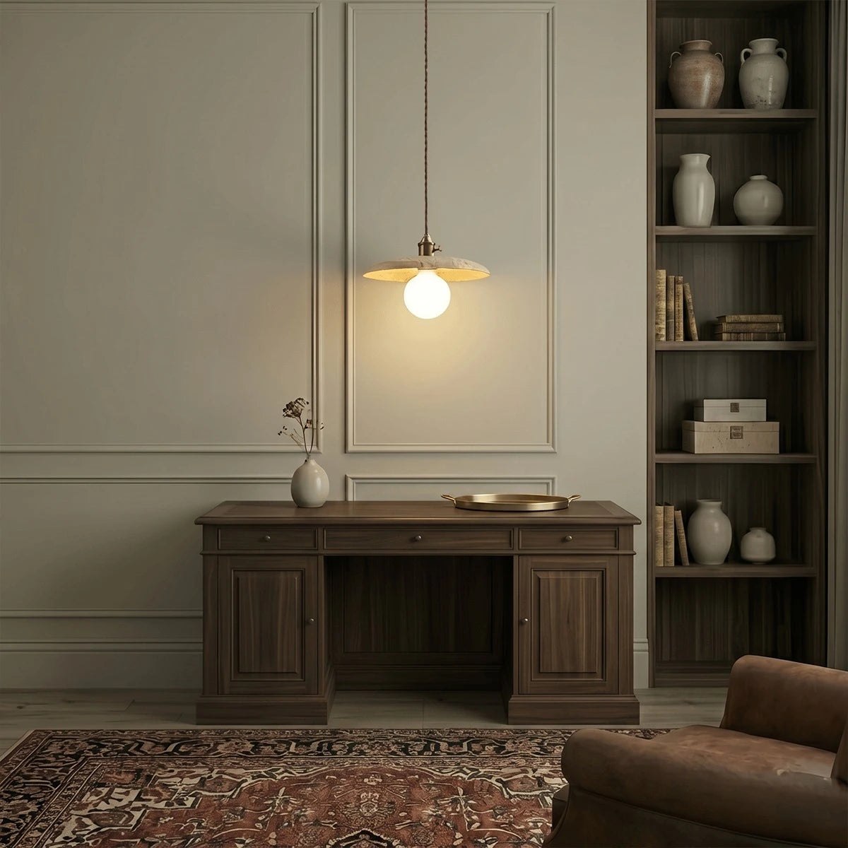 Antizer LED Travertine Pendant Light