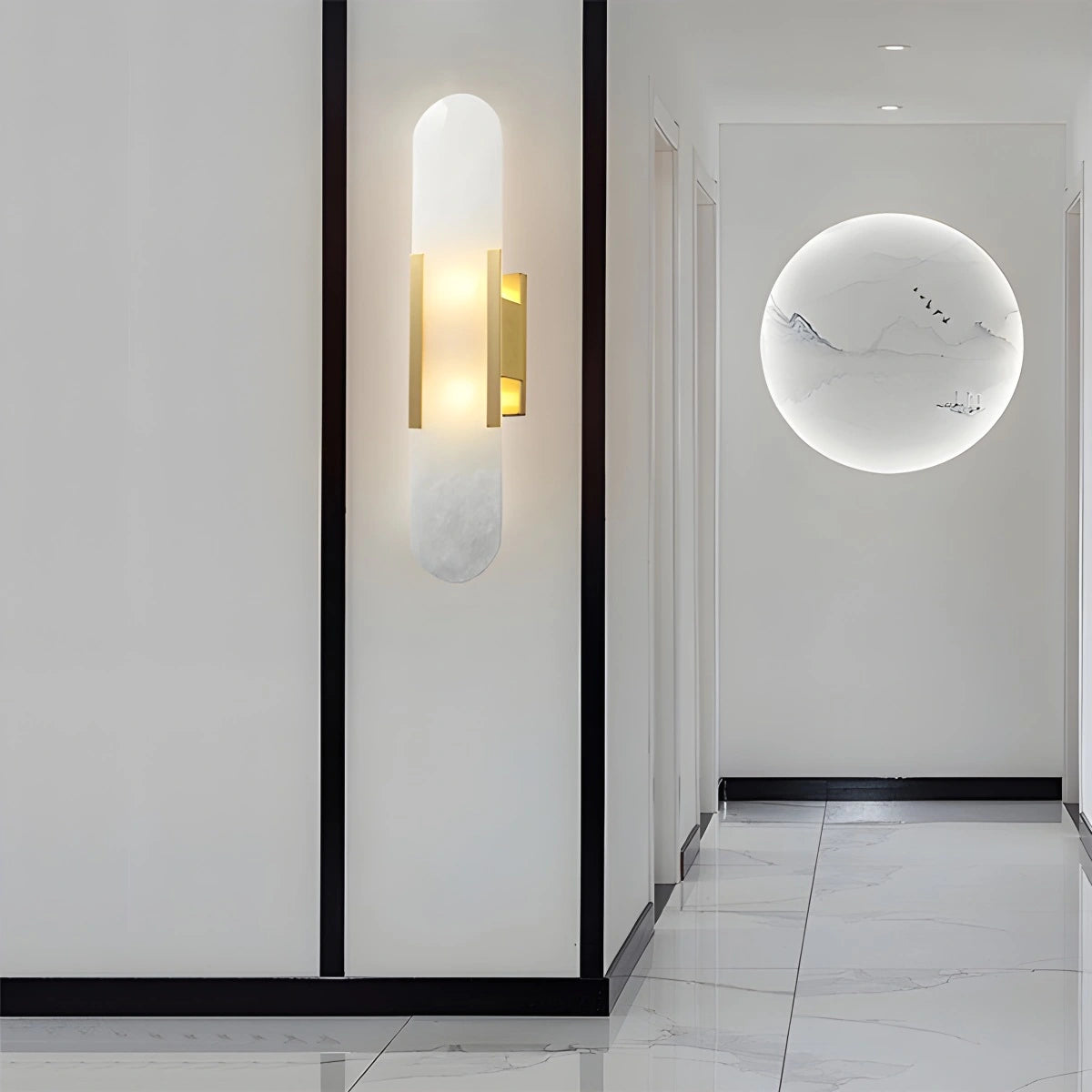 Antizer Luxury Spanish Alabaster Wall Sconce for Living Room Golden 35cm / 13.78" Wram Light