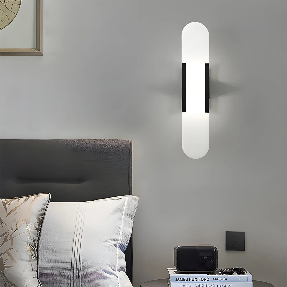 Antizer Luxury Spanish Alabaster Wall Sconce for Living Room Black 50cm / 19.69" Wram Light