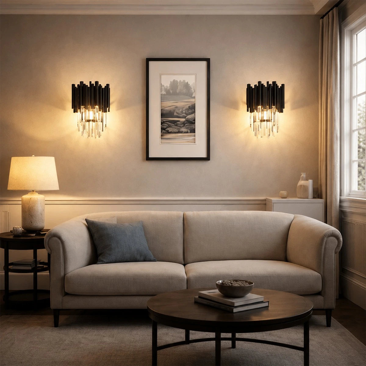 Antizer Luxury Obsidian Crystal Wall Sconce