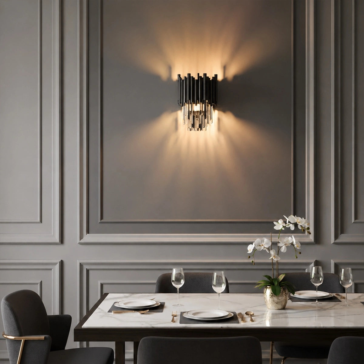 Antizer Luxury Obsidian Crystal Wall Sconce