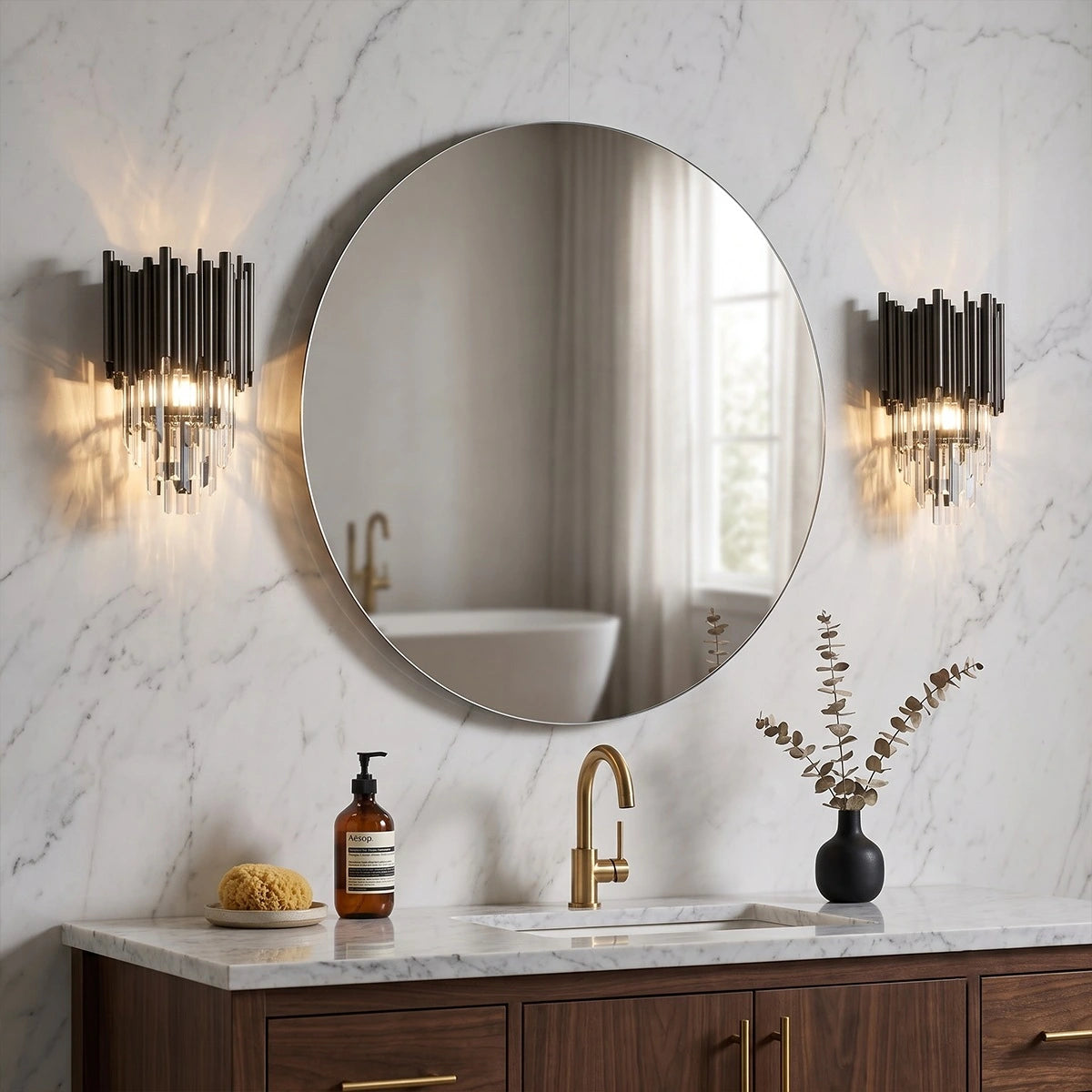 Antizer Luxury Obsidian Crystal Wall Sconce