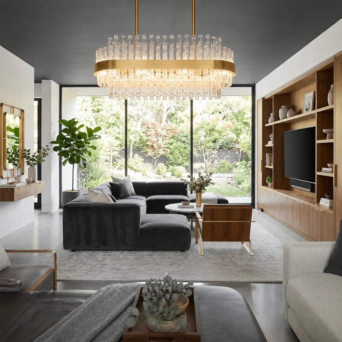 Antizer Luxury Rectangular Crystal Chandelier