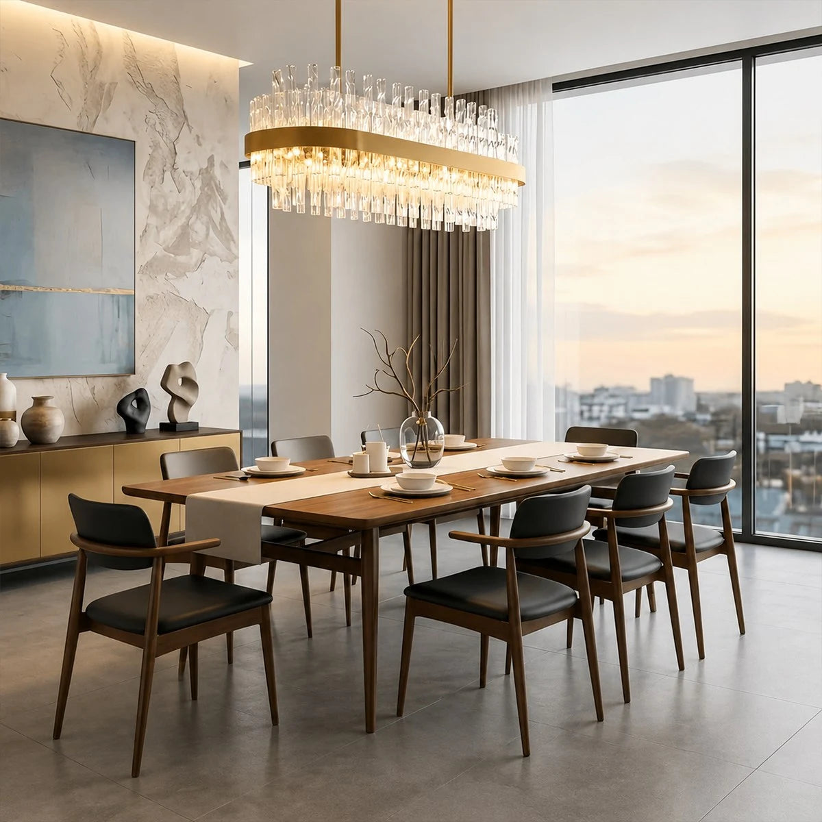 Antizer Luxury Rectangular Crystal Chandelier