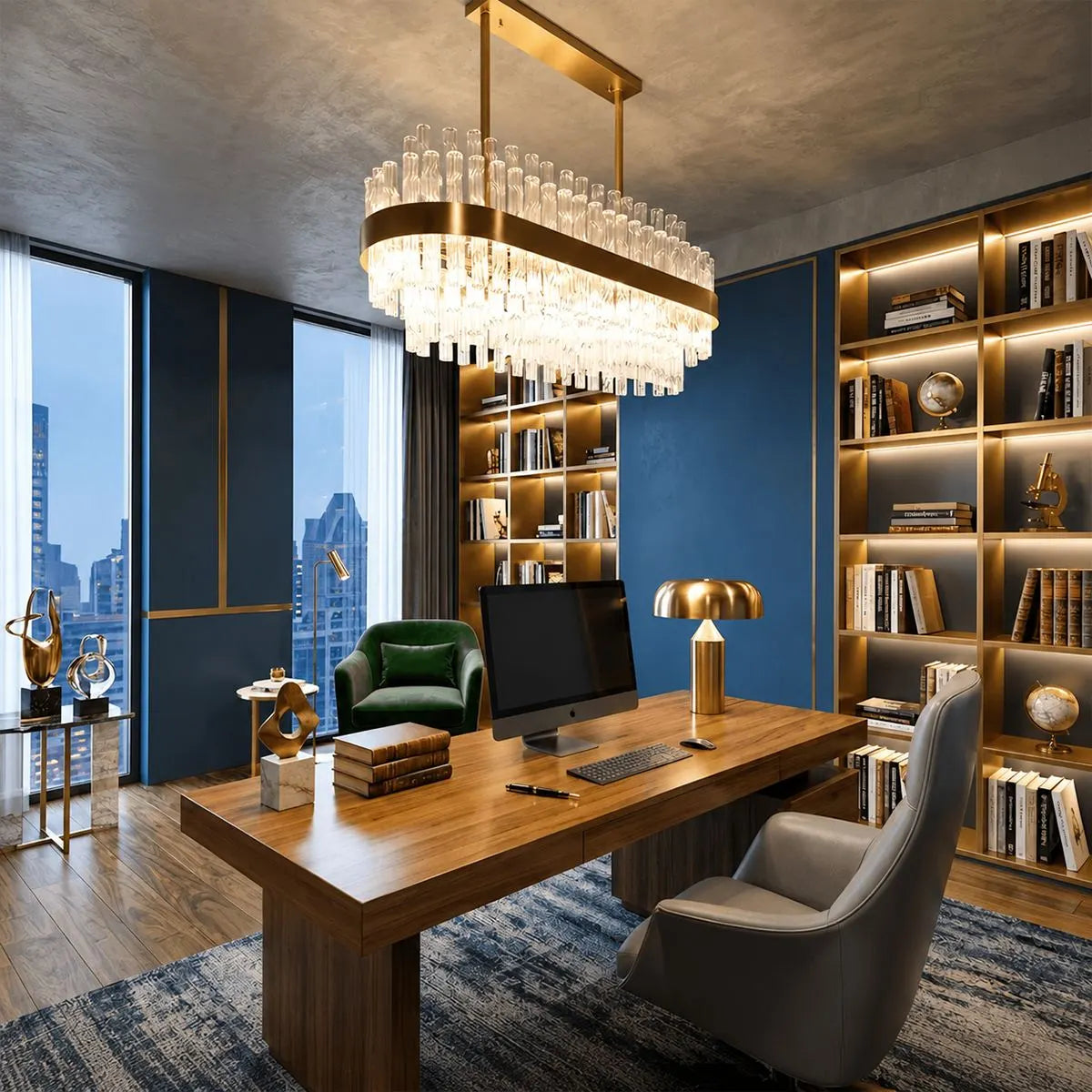Antizer Luxury Rectangular Crystal Chandelier