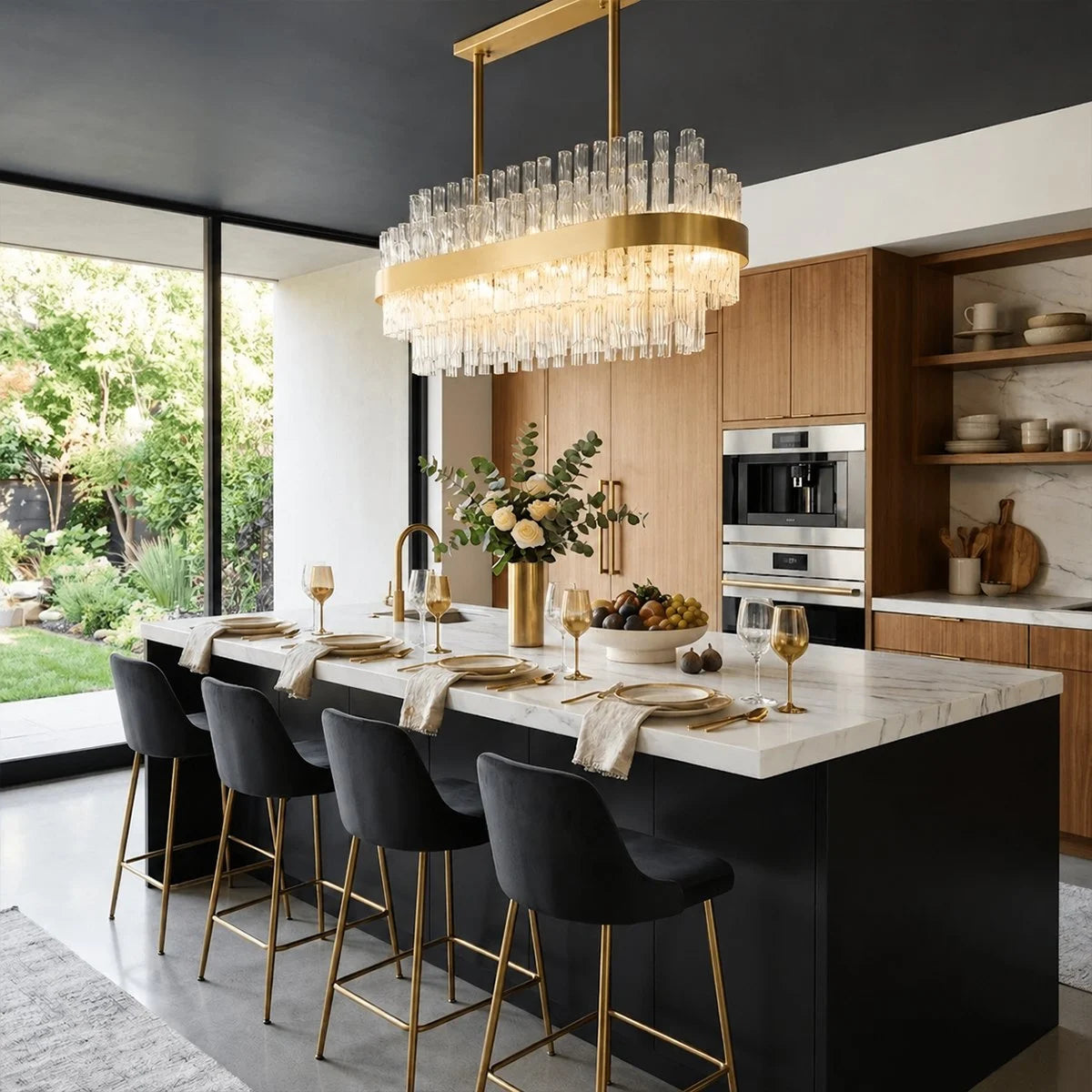 Antizer Luxury Rectangular Crystal Chandelier