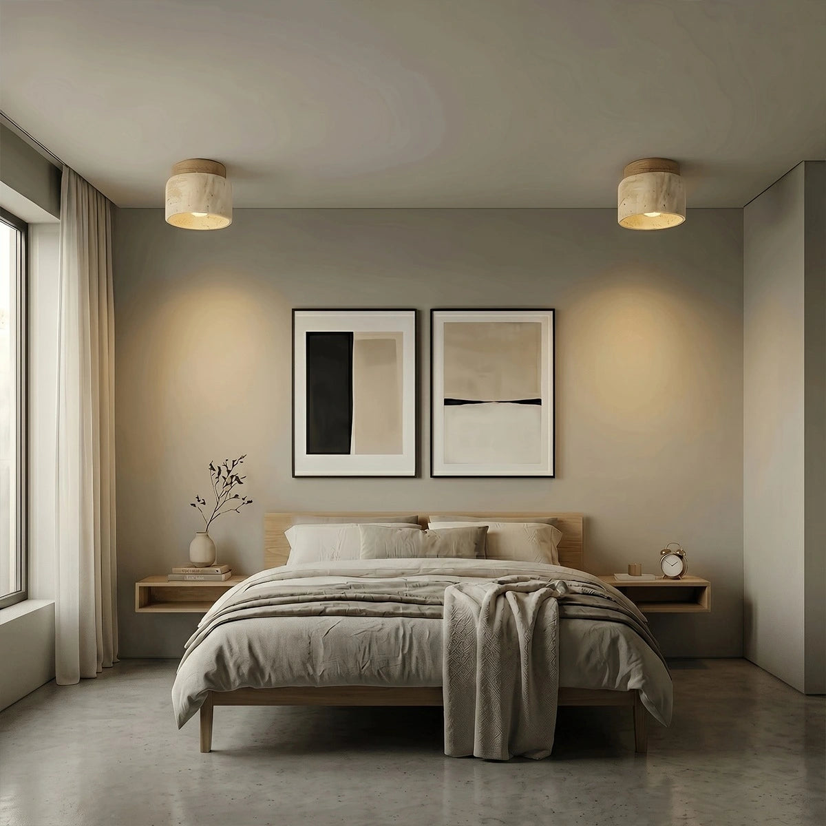 Antizer Minimalist Cylinder Travertine Ceiling Light