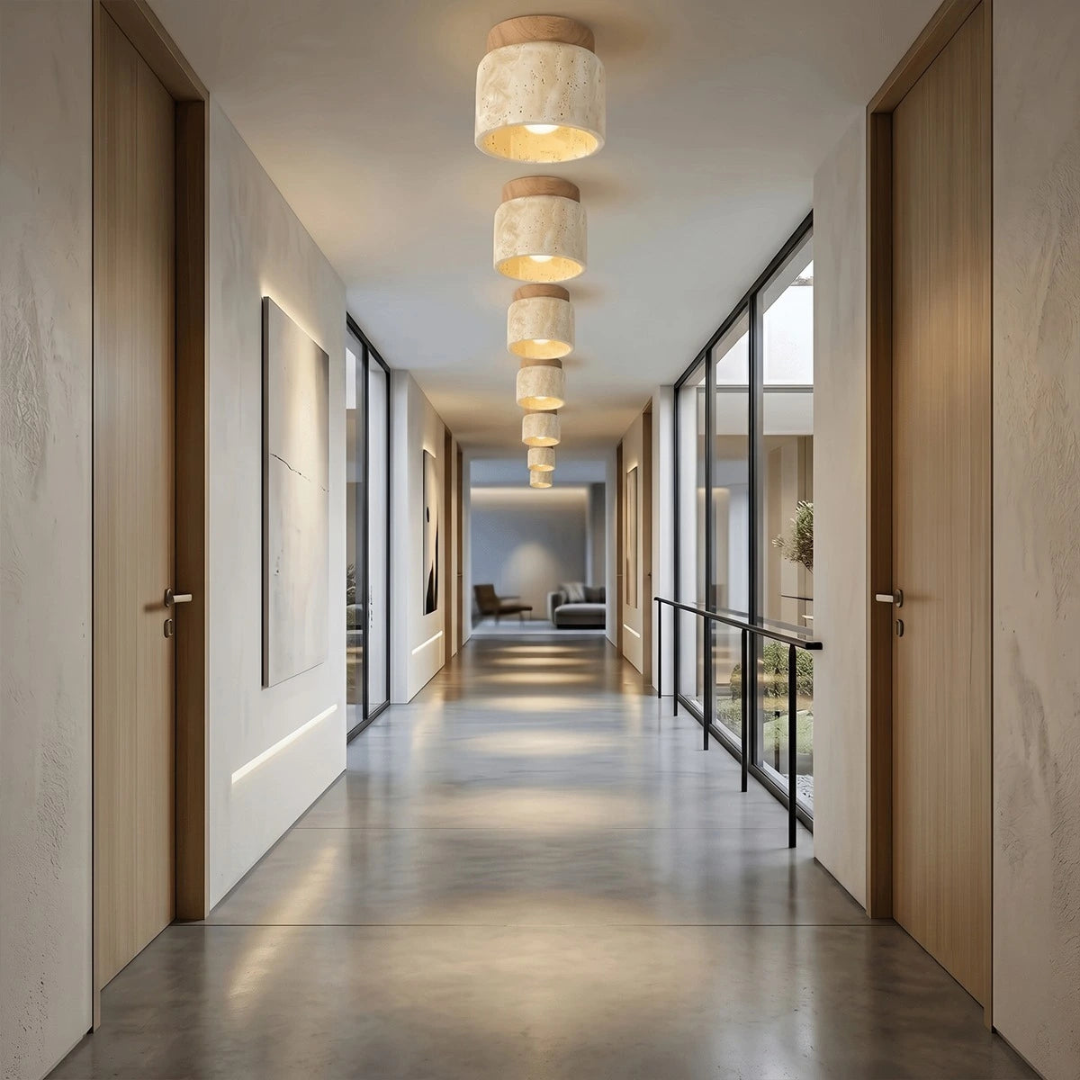 Antizer Minimalist Cylinder Travertine Ceiling Light