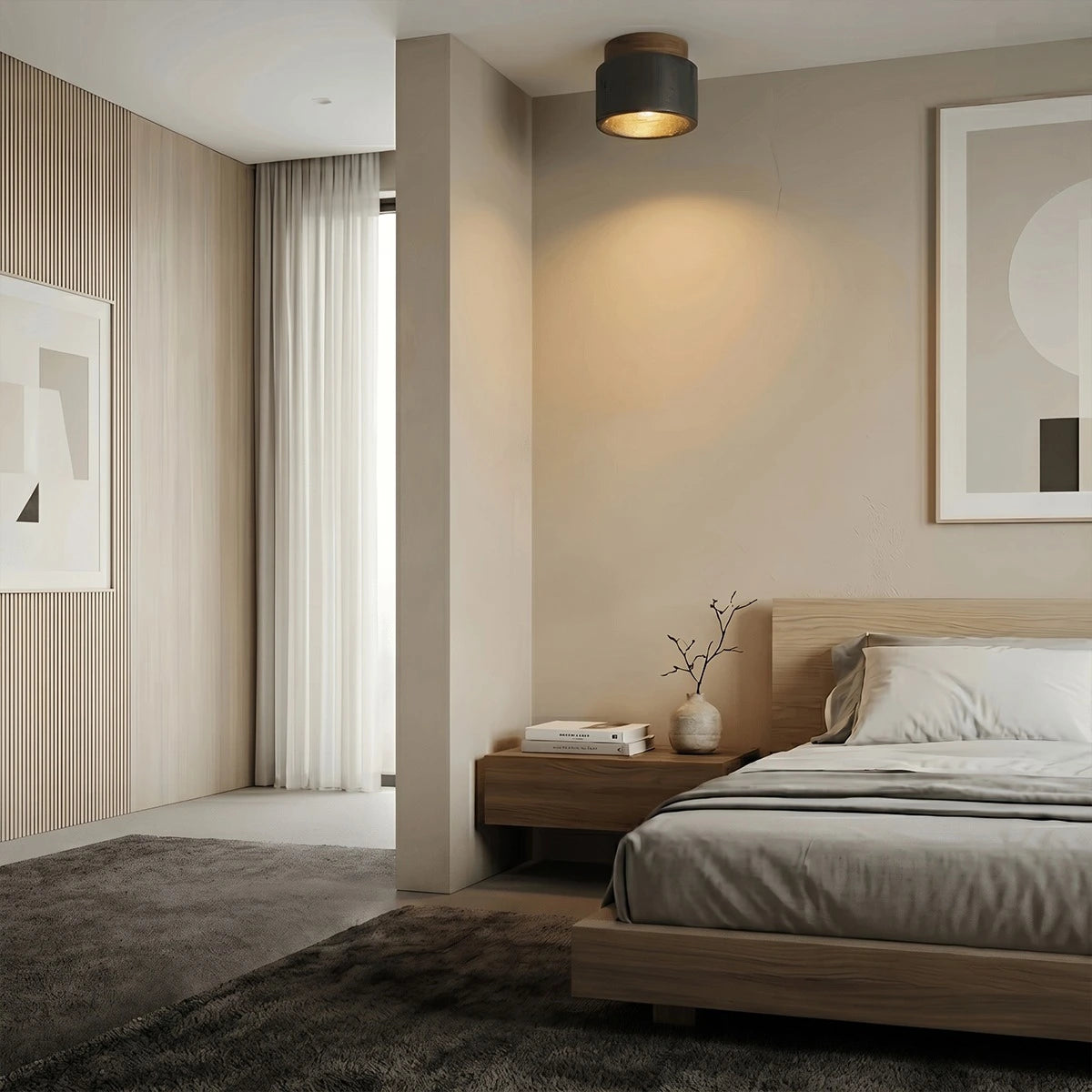 Antizer Minimalist Cylinder Travertine Ceiling Light
