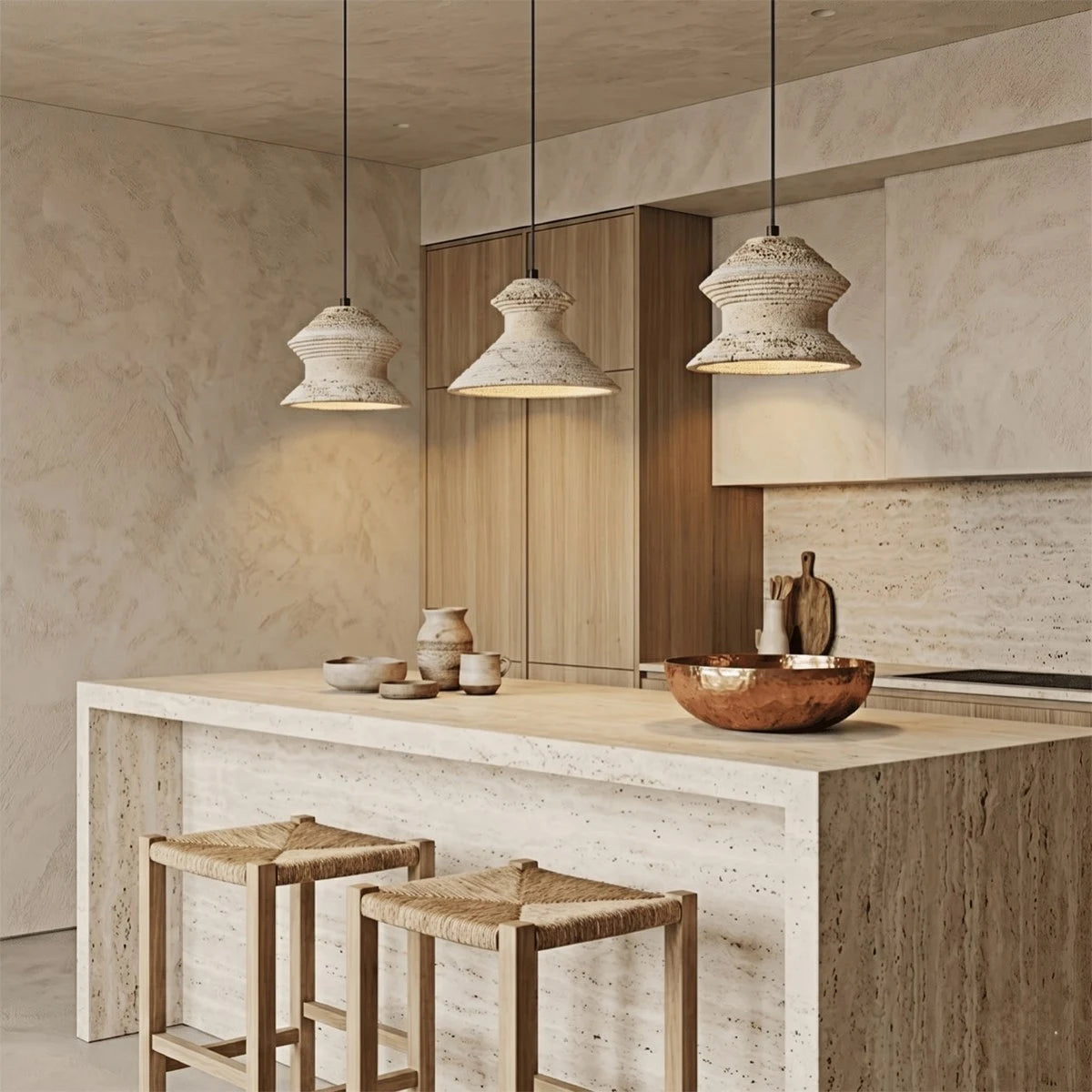 Antizer Minimalist Travertine Pendant Light