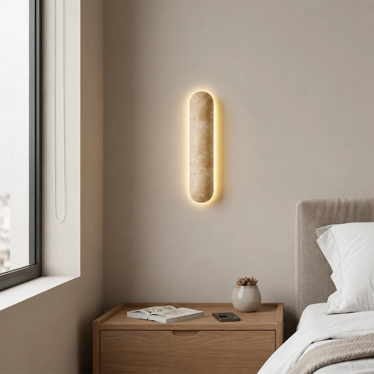 Antizer Minimalist Travertine Pillar Wall Lamp