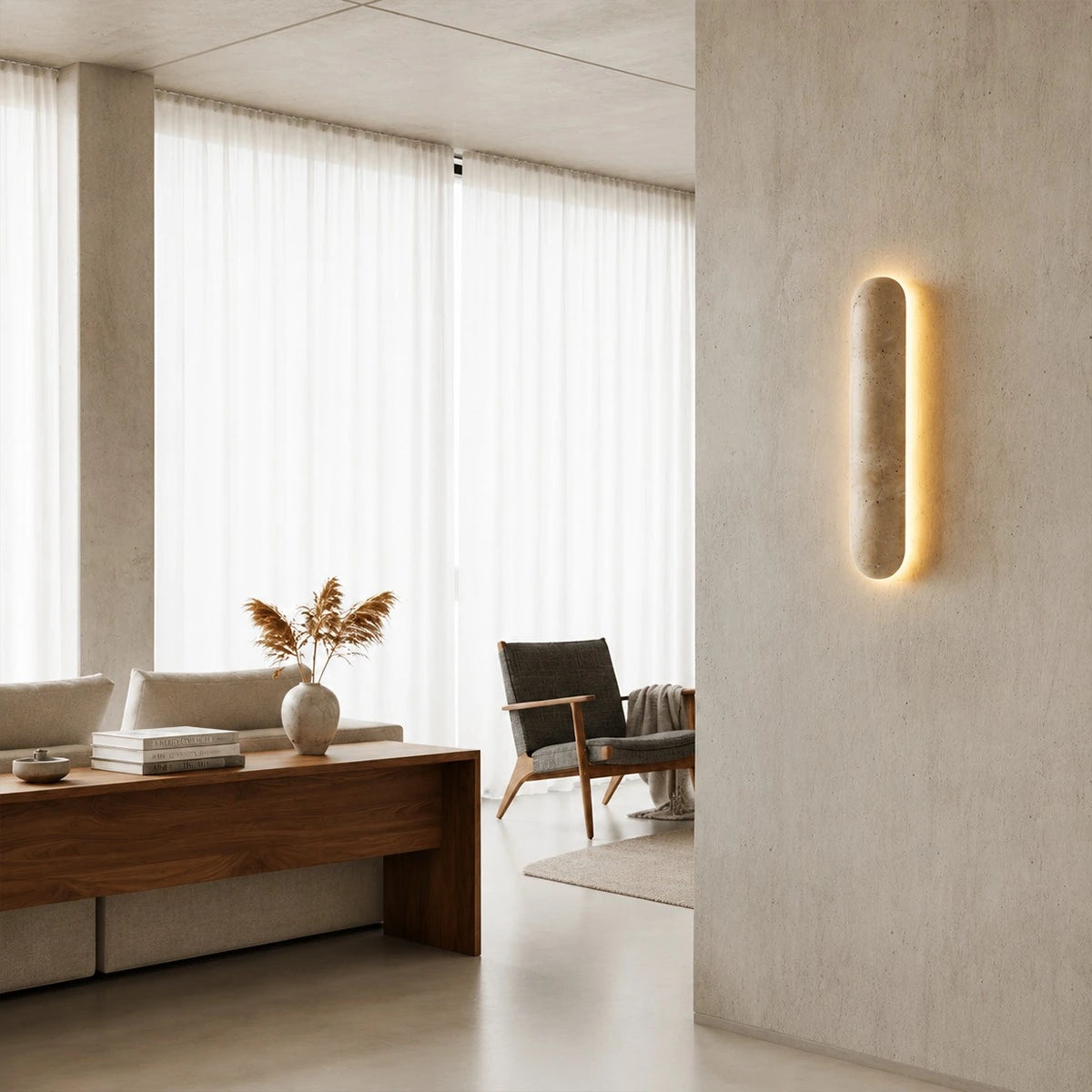Antizer Minimalist Travertine Pillar Wall Lamp