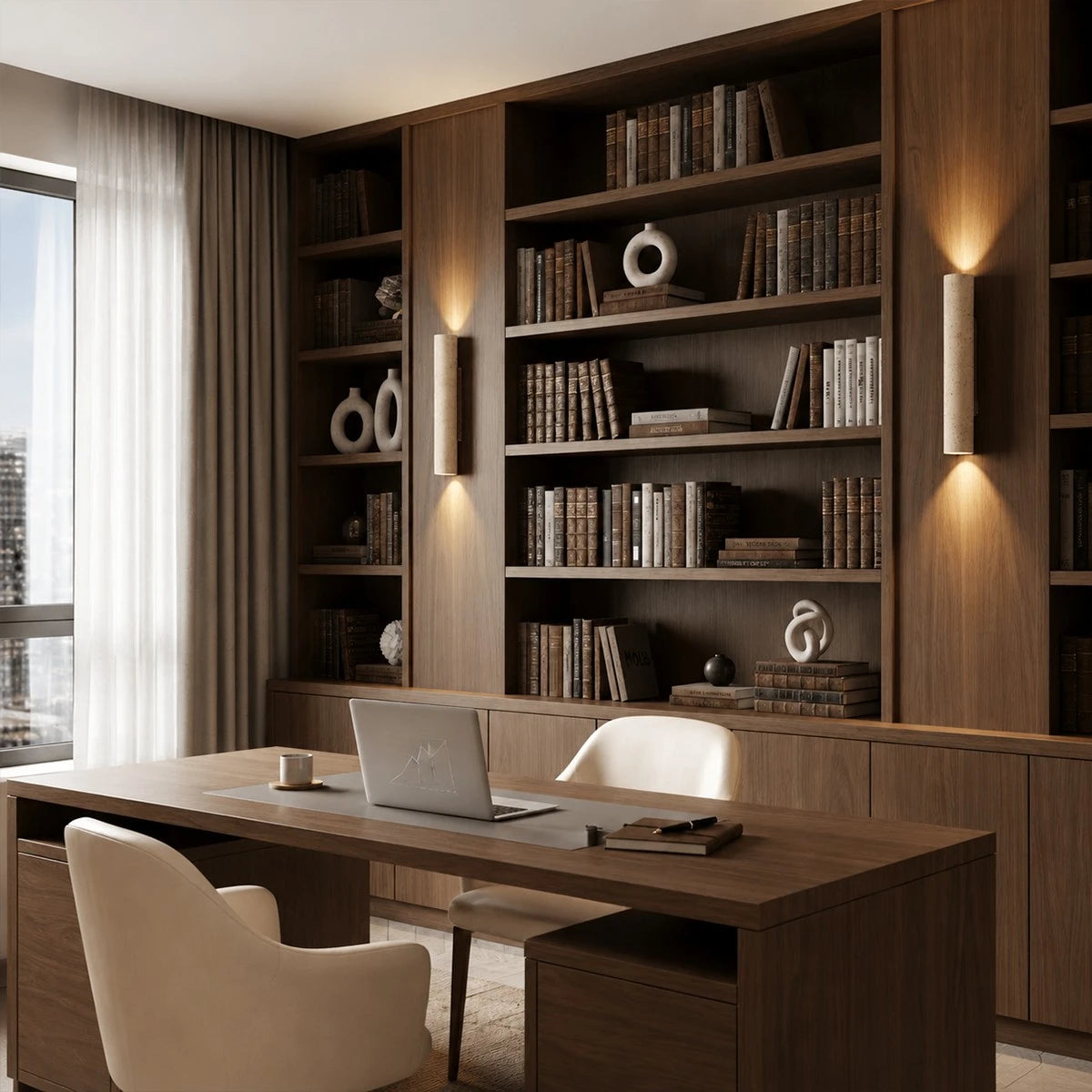 Antizer Minimalist Yellow Travertine Cylindrical Wall Lamp