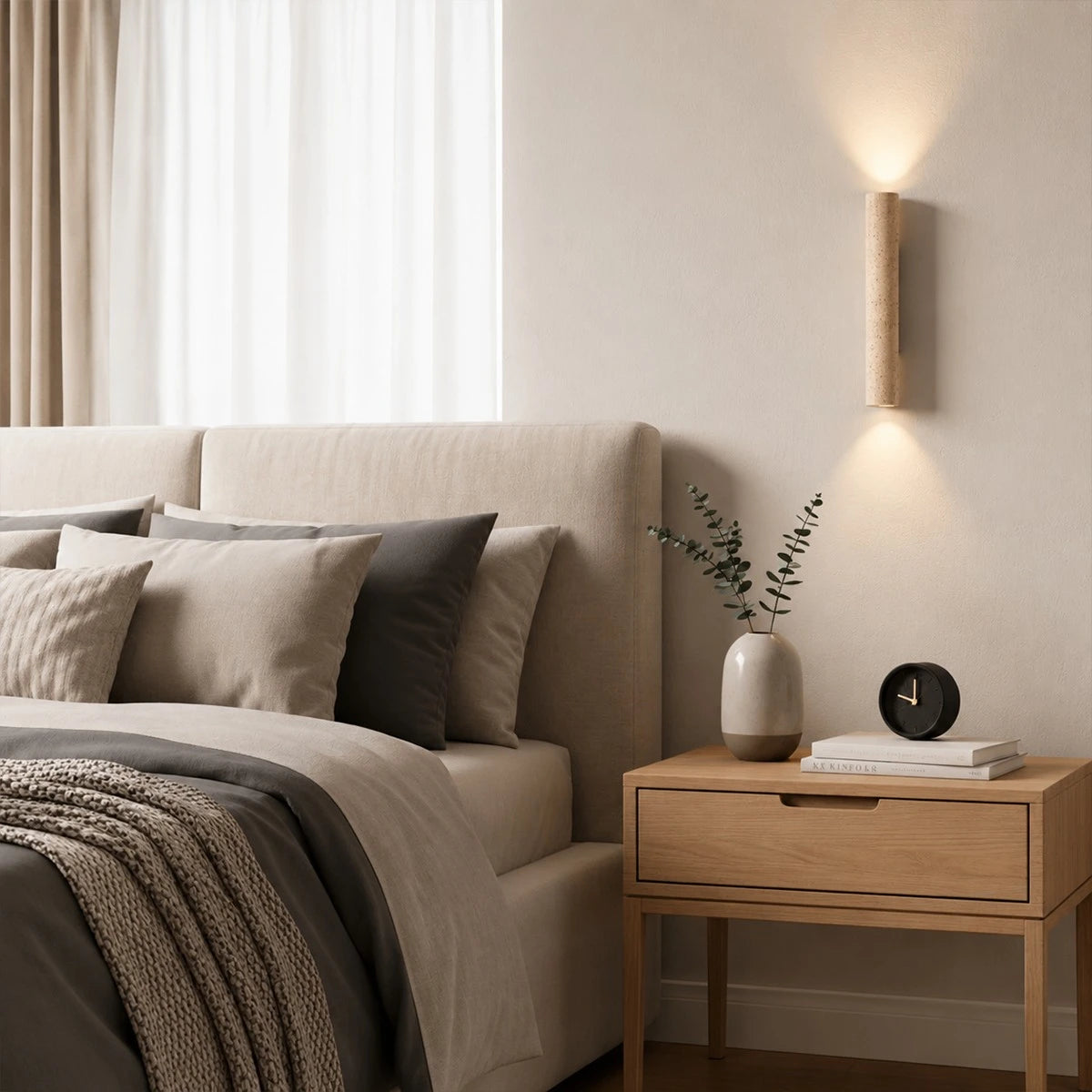 Antizer Minimalist Yellow Travertine Cylindrical Wall Lamp