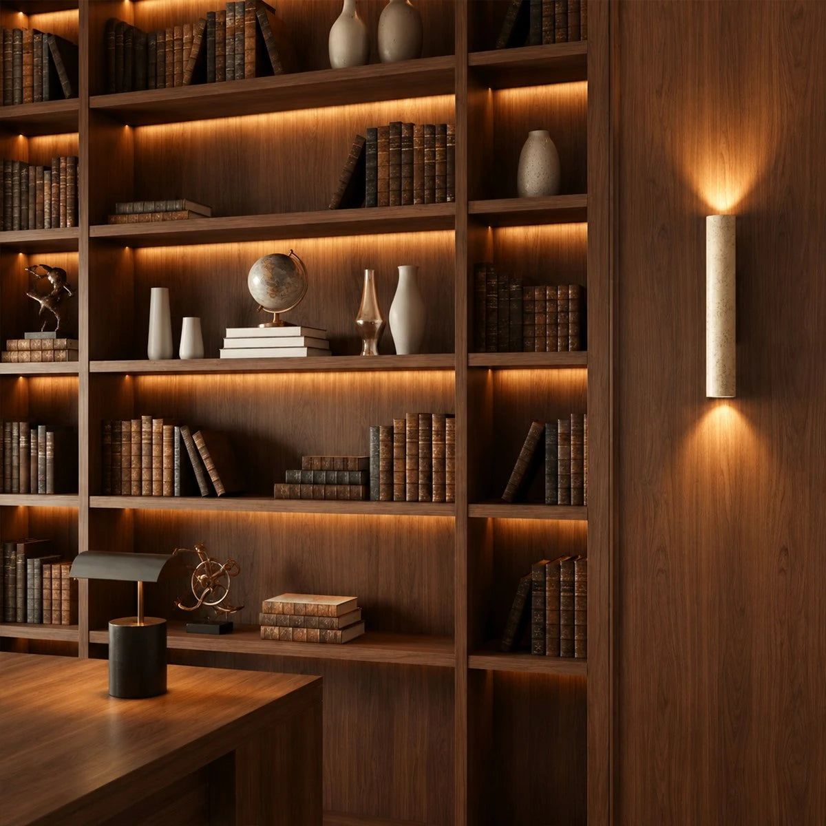 Antizer Minimalist Yellow Travertine Cylindrical Wall Lamp
