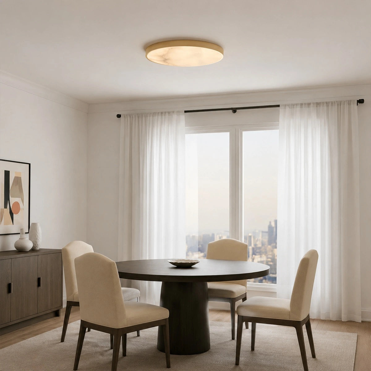 Antizer Modern Alabaster Disc Ceiling Light