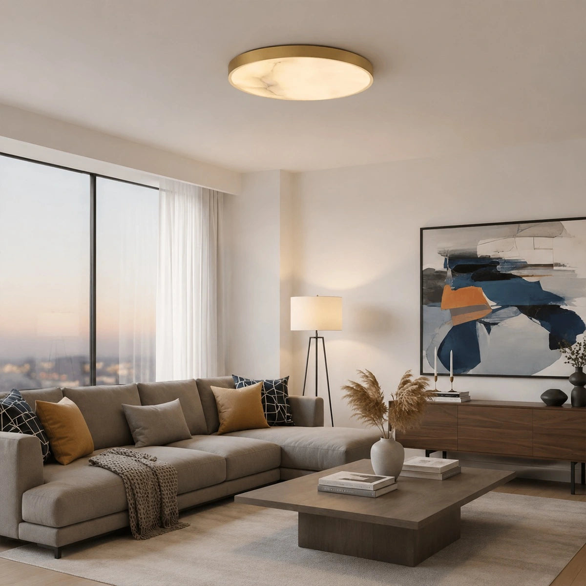 Antizer Modern Alabaster Disc Ceiling Light