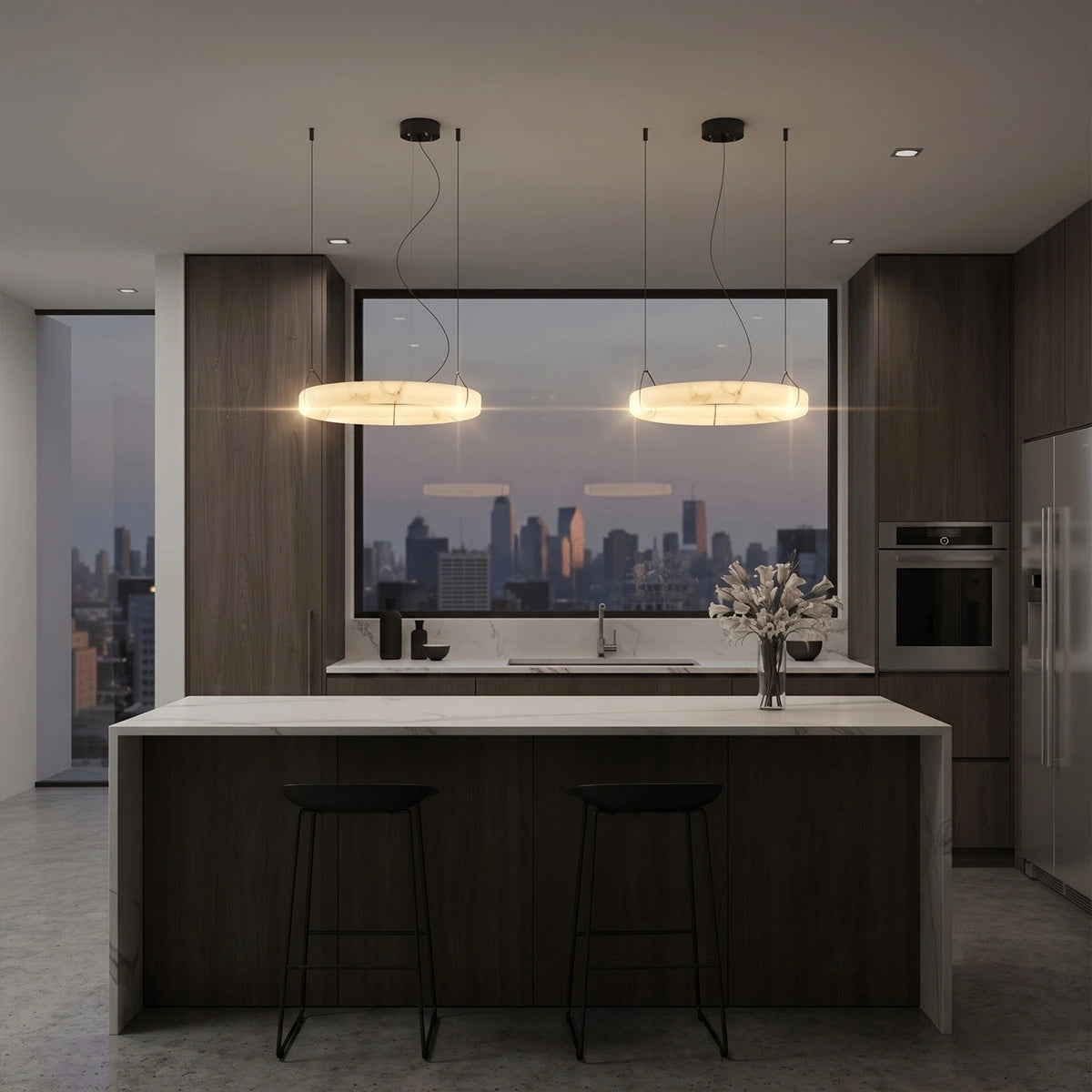 Antizer Modern Alabaster Ring Chandelier