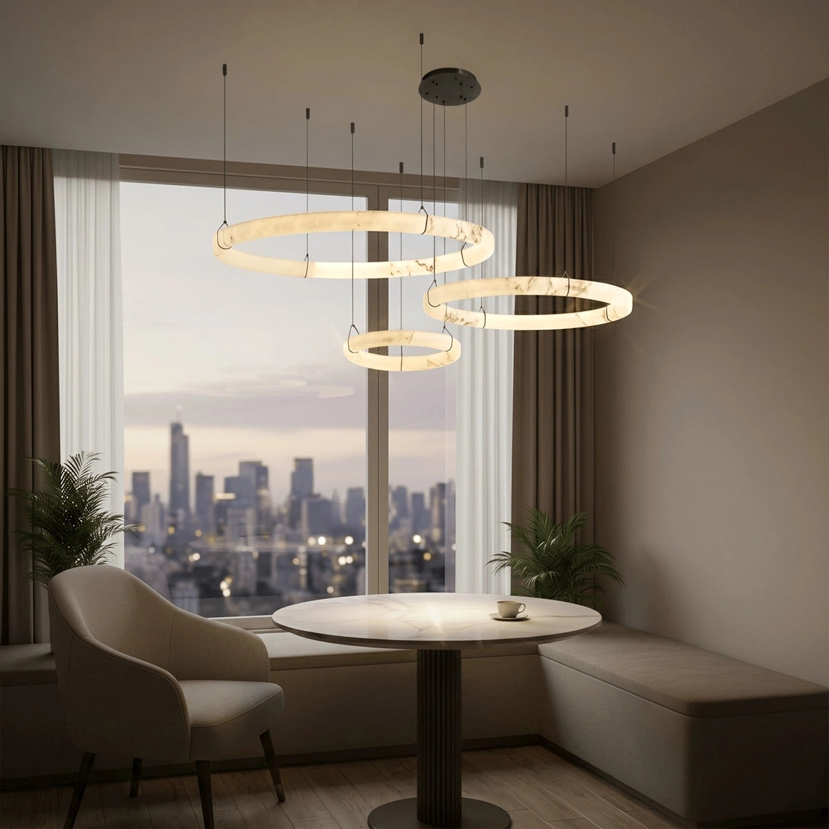 Antizer Modern Alabaster Ring Chandelier