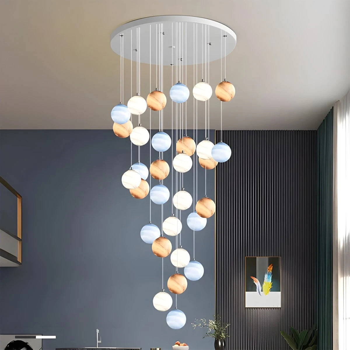 Antizer Modern Attic 3D Moon Celestial Chandelier 30 Heads-60cm / 23.62" -Glass