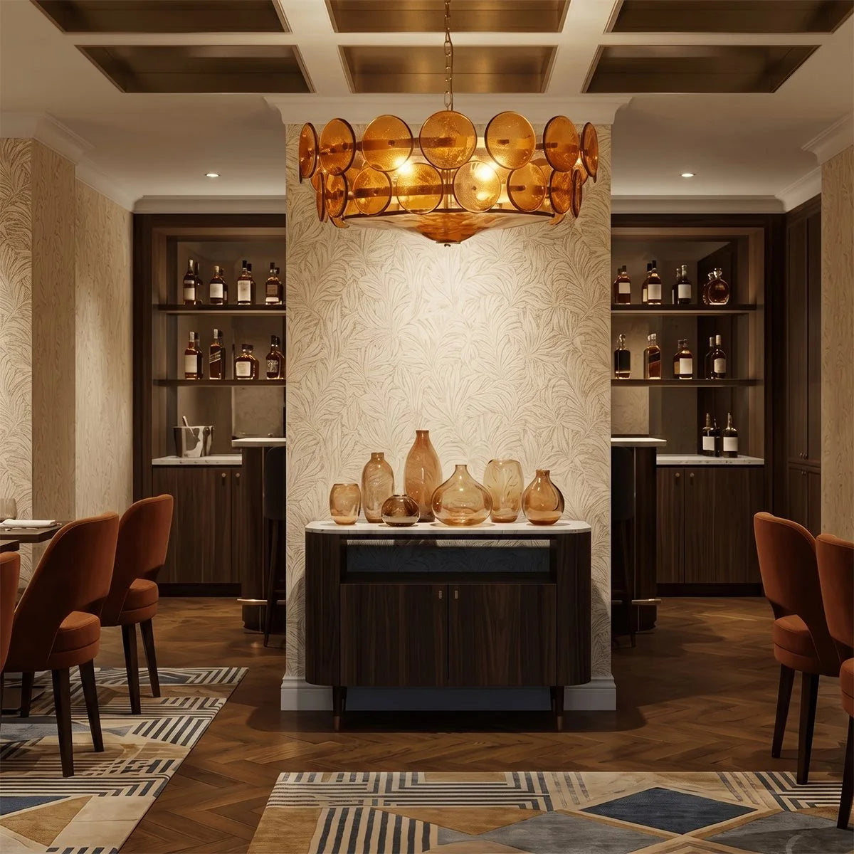 Antizer Modern Circular Glass Disc Chandelier