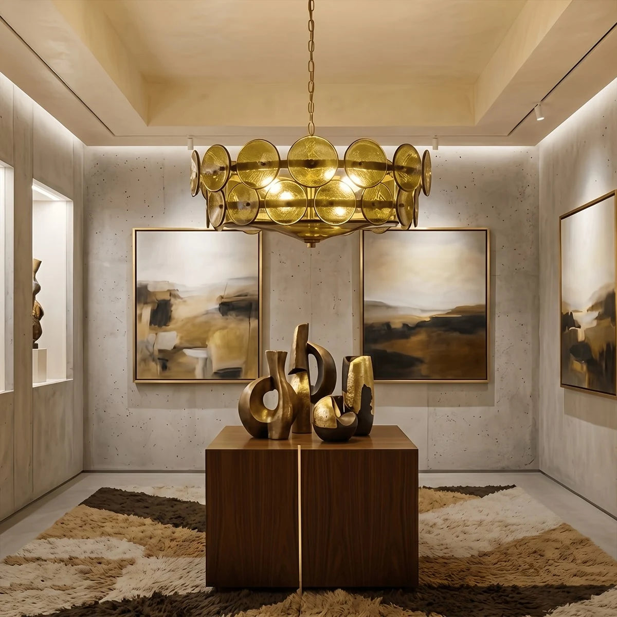 Antizer Modern Circular Glass Disc Chandelier