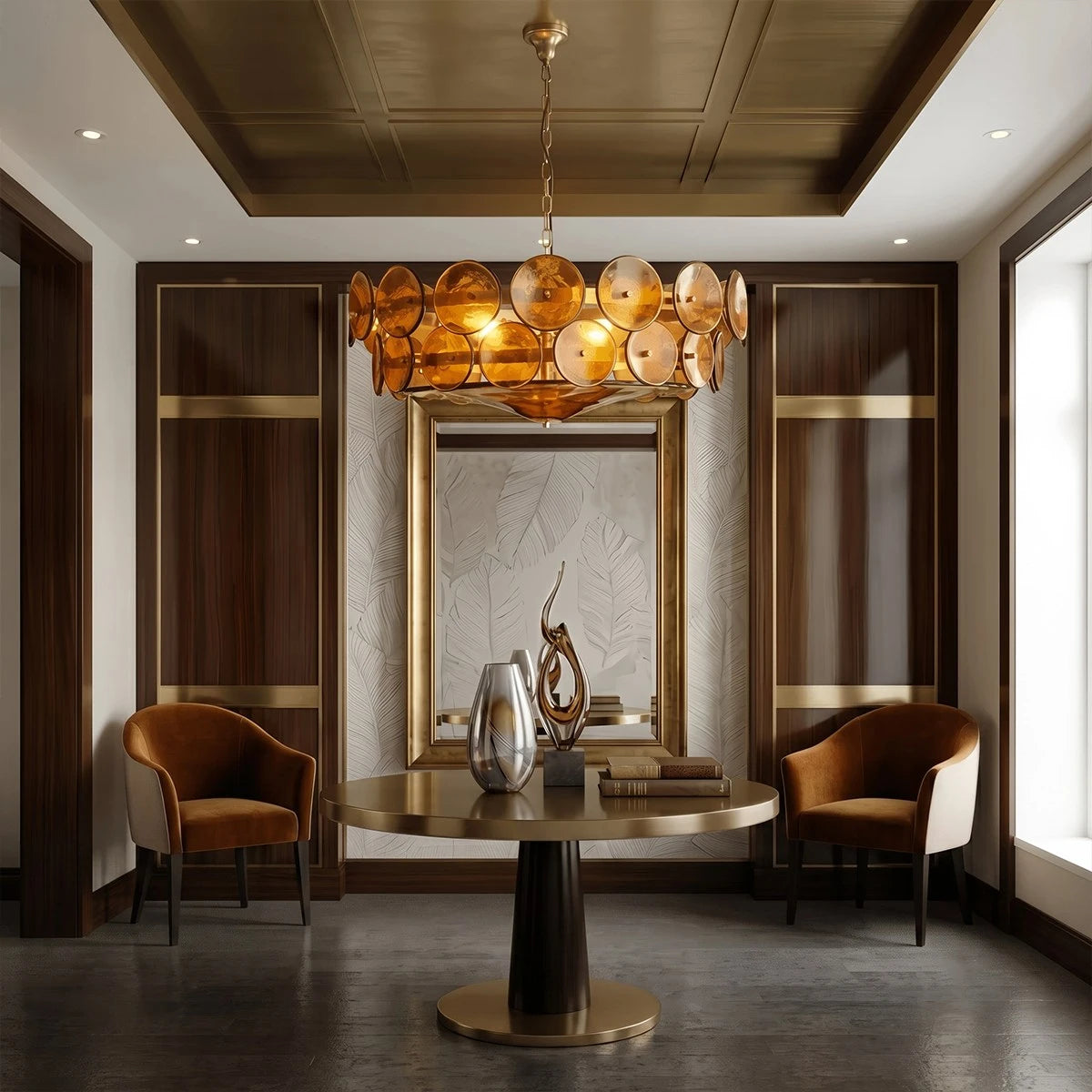 Antizer Modern Circular Glass Disc Chandelier