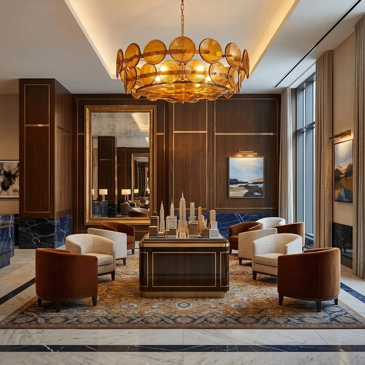 Antizer Modern Circular Glass Disc Chandelier