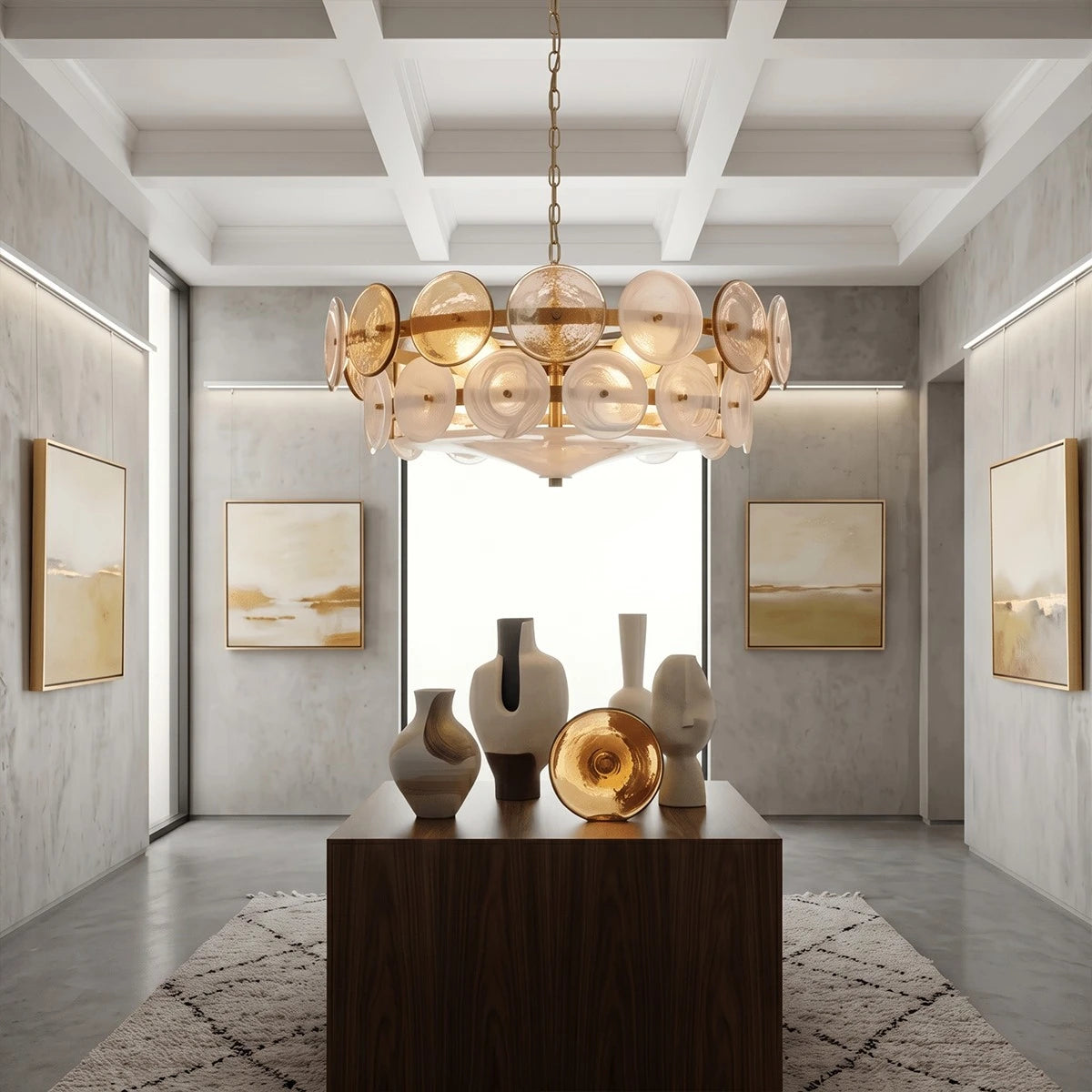 Antizer Modern Circular Glass Disc Chandelier