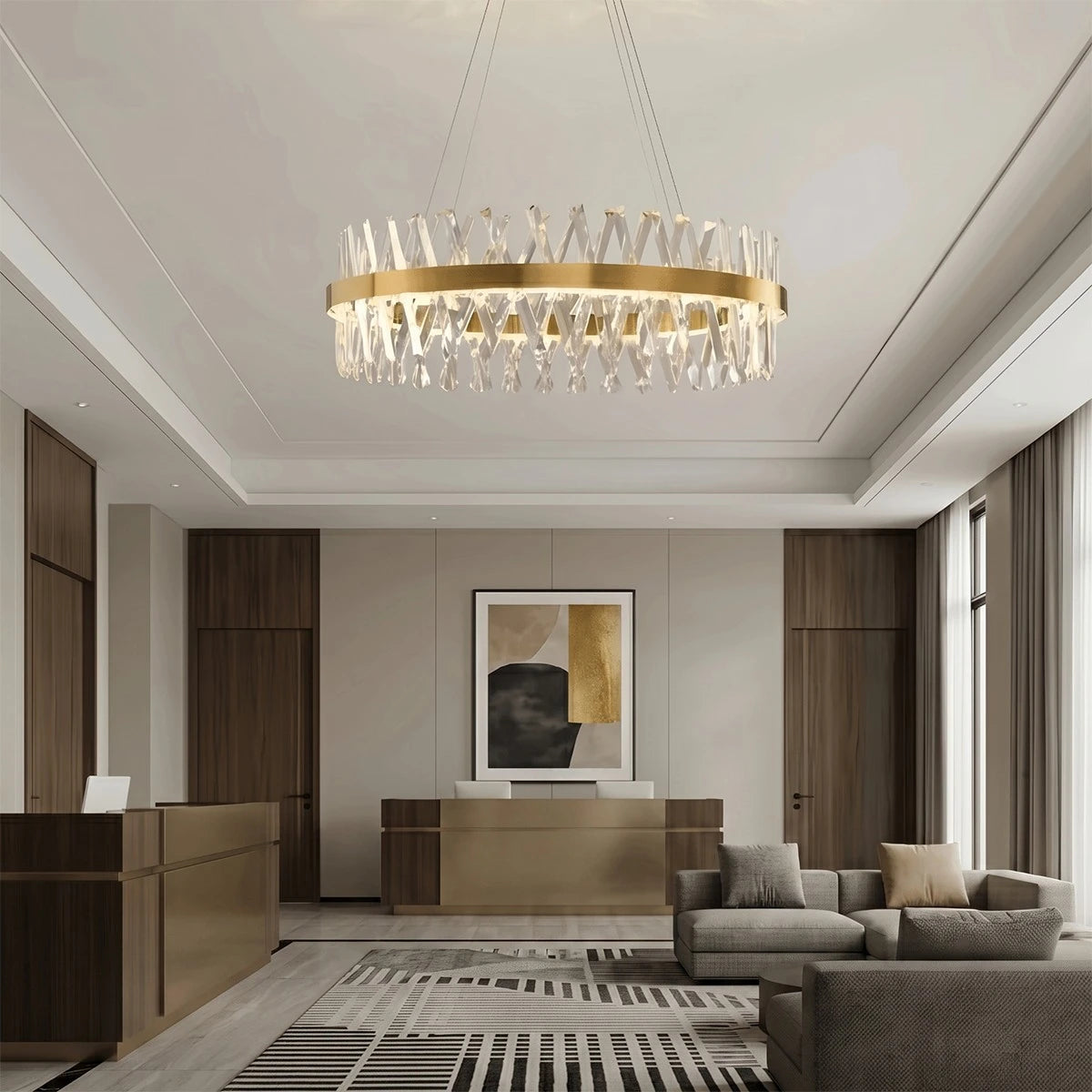 Antizer Modern Crystal Prism Round Chandelier
