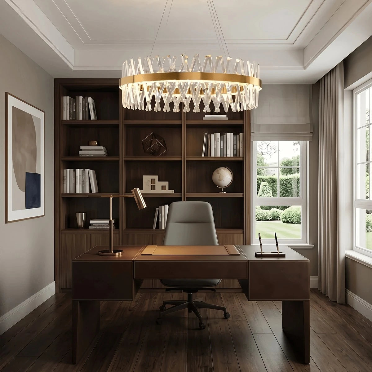 Antizer Modern Crystal Prism Round Chandelier