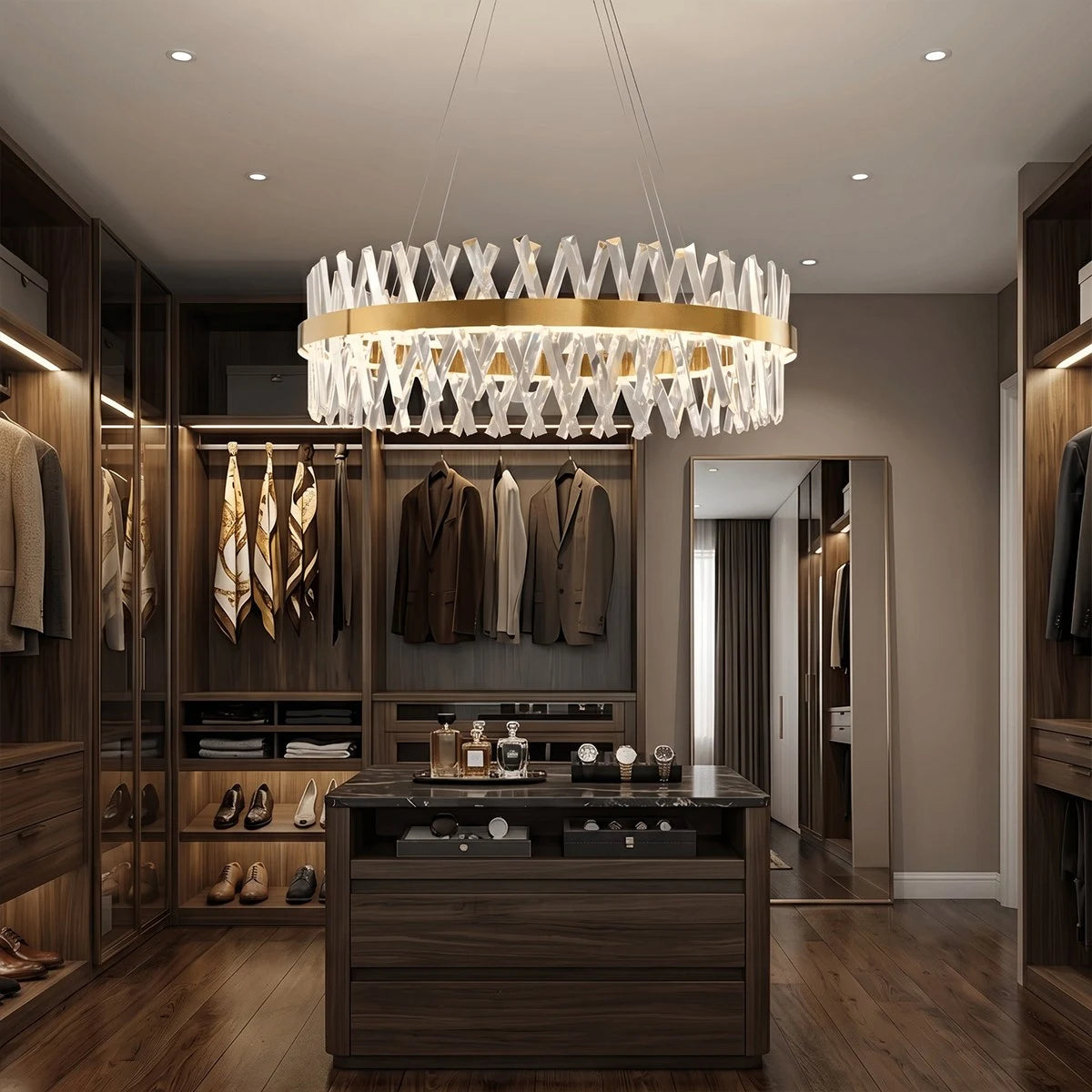 Antizer Modern Crystal Prism Round Chandelier