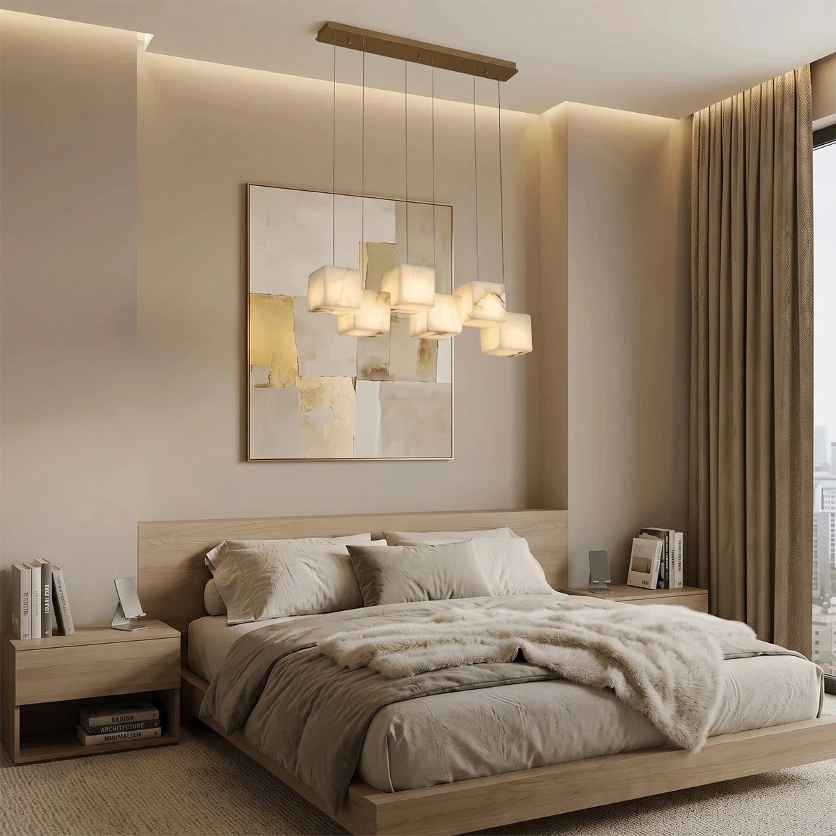 Antizer Modern Cubic Alabaster Pendant Light