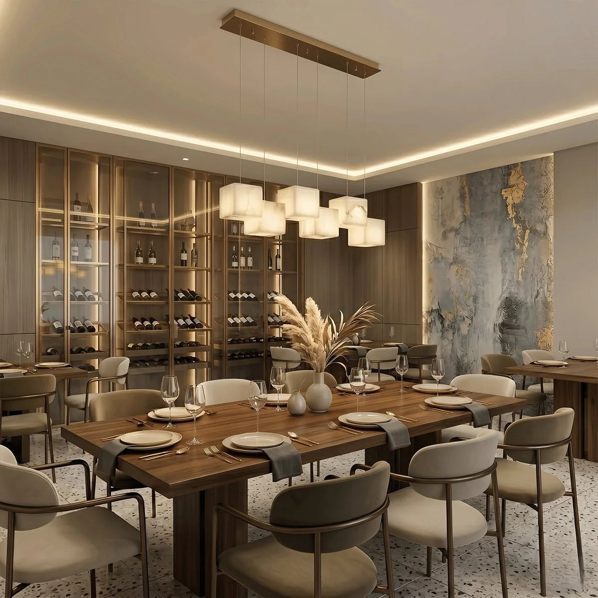 Antizer Modern Cubic Alabaster Pendant Light