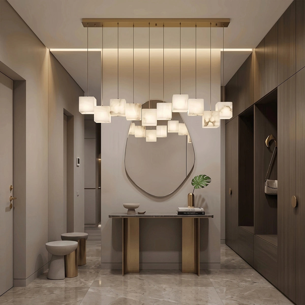 Antizer Modern Cubic Alabaster Pendant Light