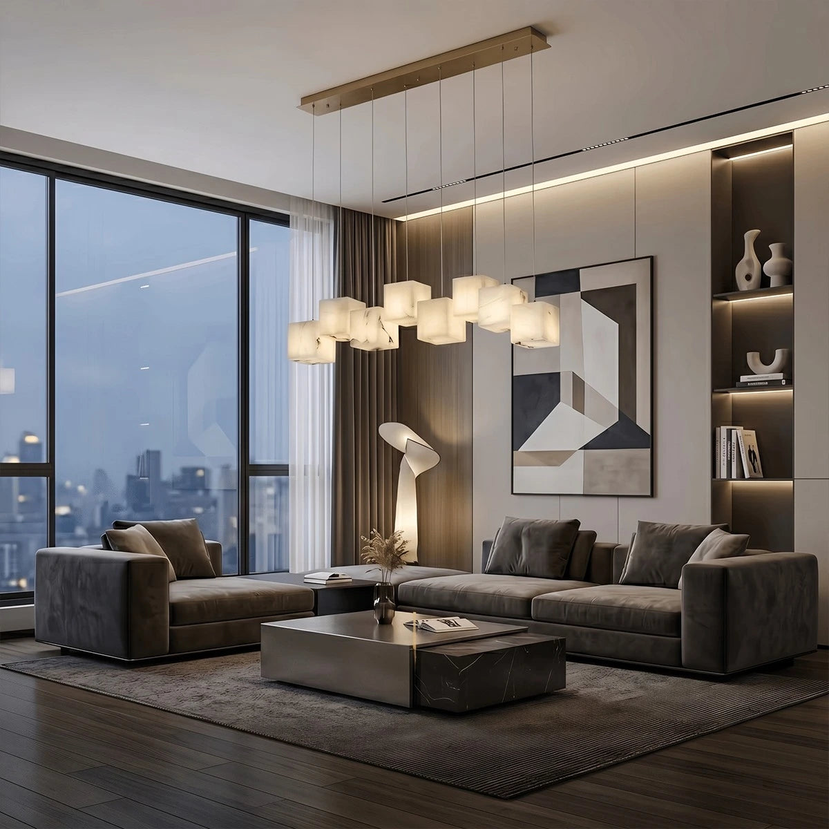 Antizer Modern Cubic Alabaster Pendant Light